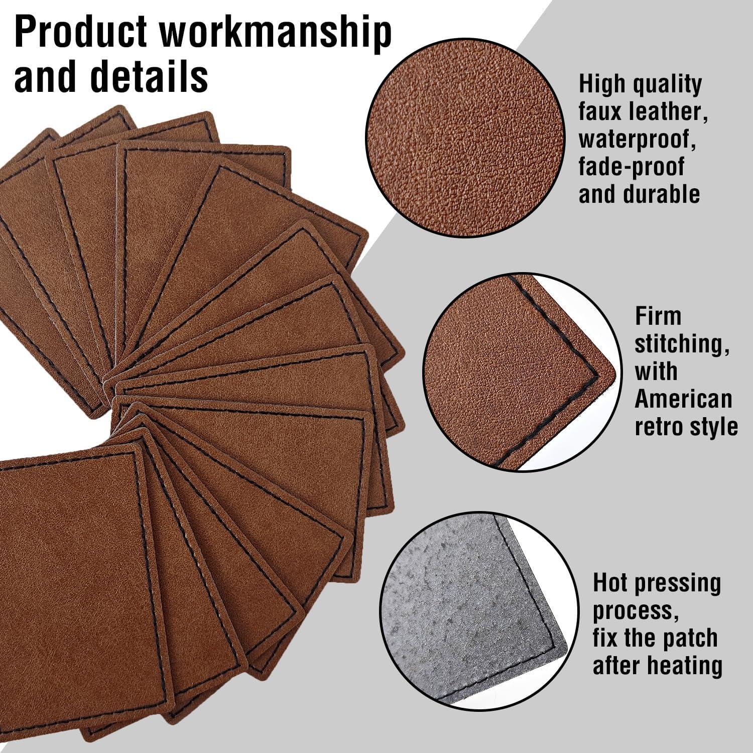 64 Piezas Parche de Cuero Sintético TACVEL 7.62x5.08cm Blanco