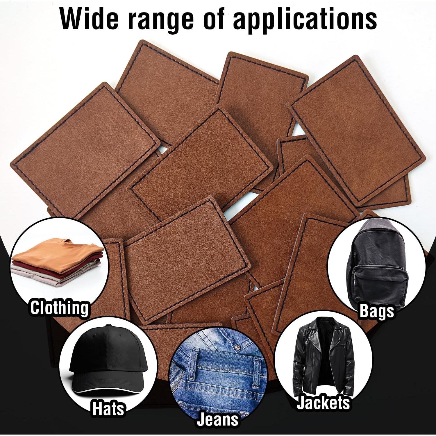 64 Piezas Parche de Cuero Sintético TACVEL 7.62x5.08cm Blanco