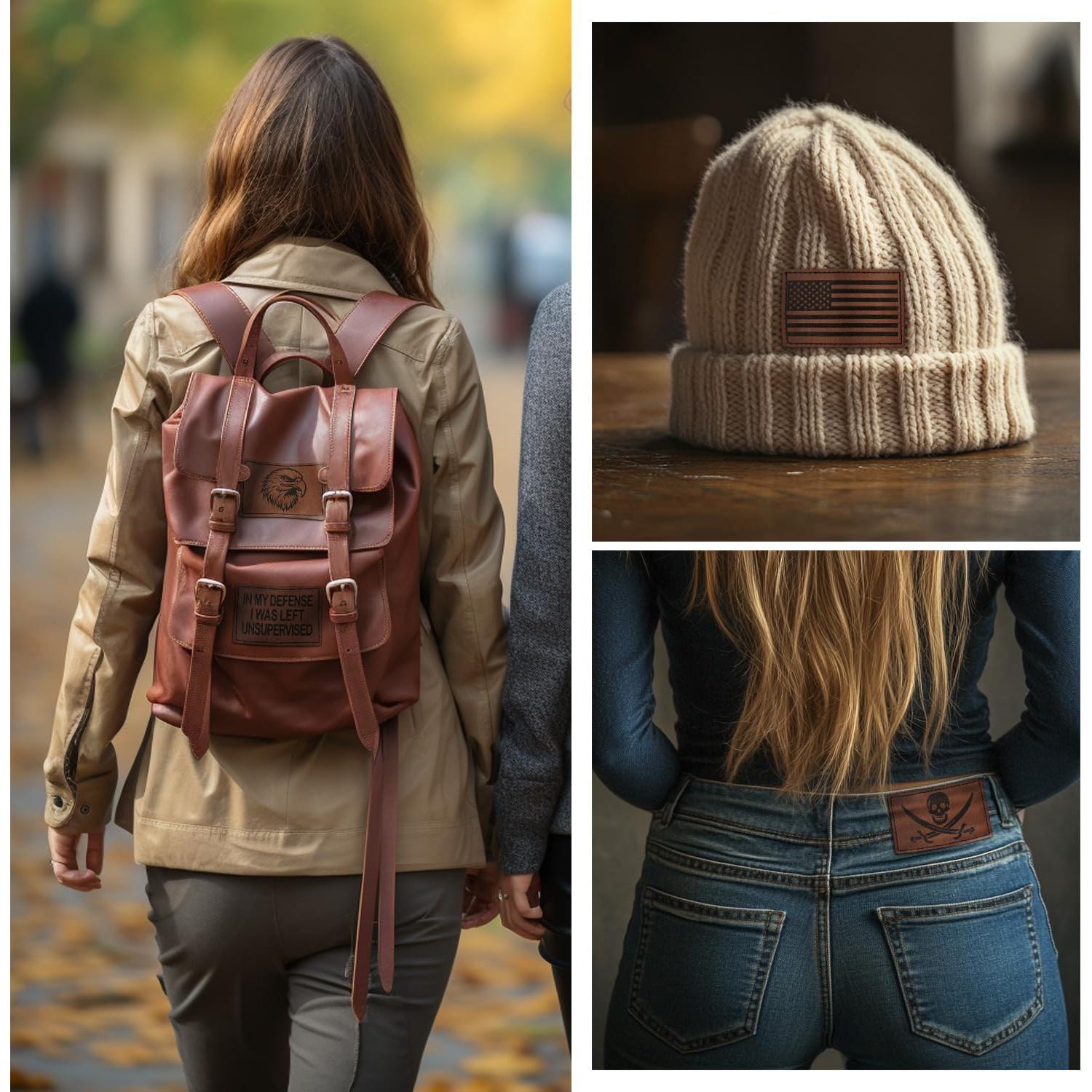 64 Piezas Parche de Cuero Sintético TACVEL 7.62x5.08cm Blanco