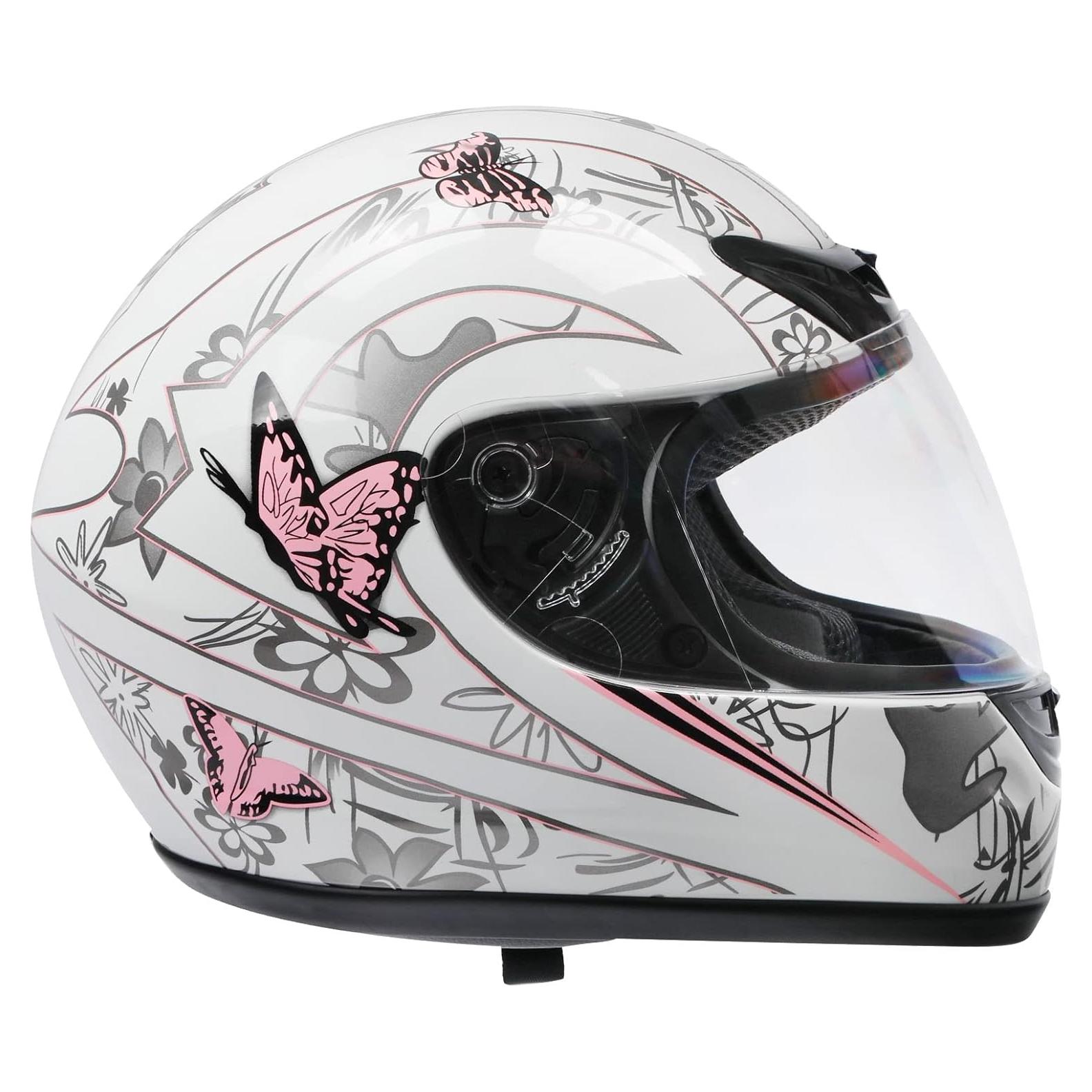 Casco Integral TCMT Rosa Mariposa XL con Visera Abatible