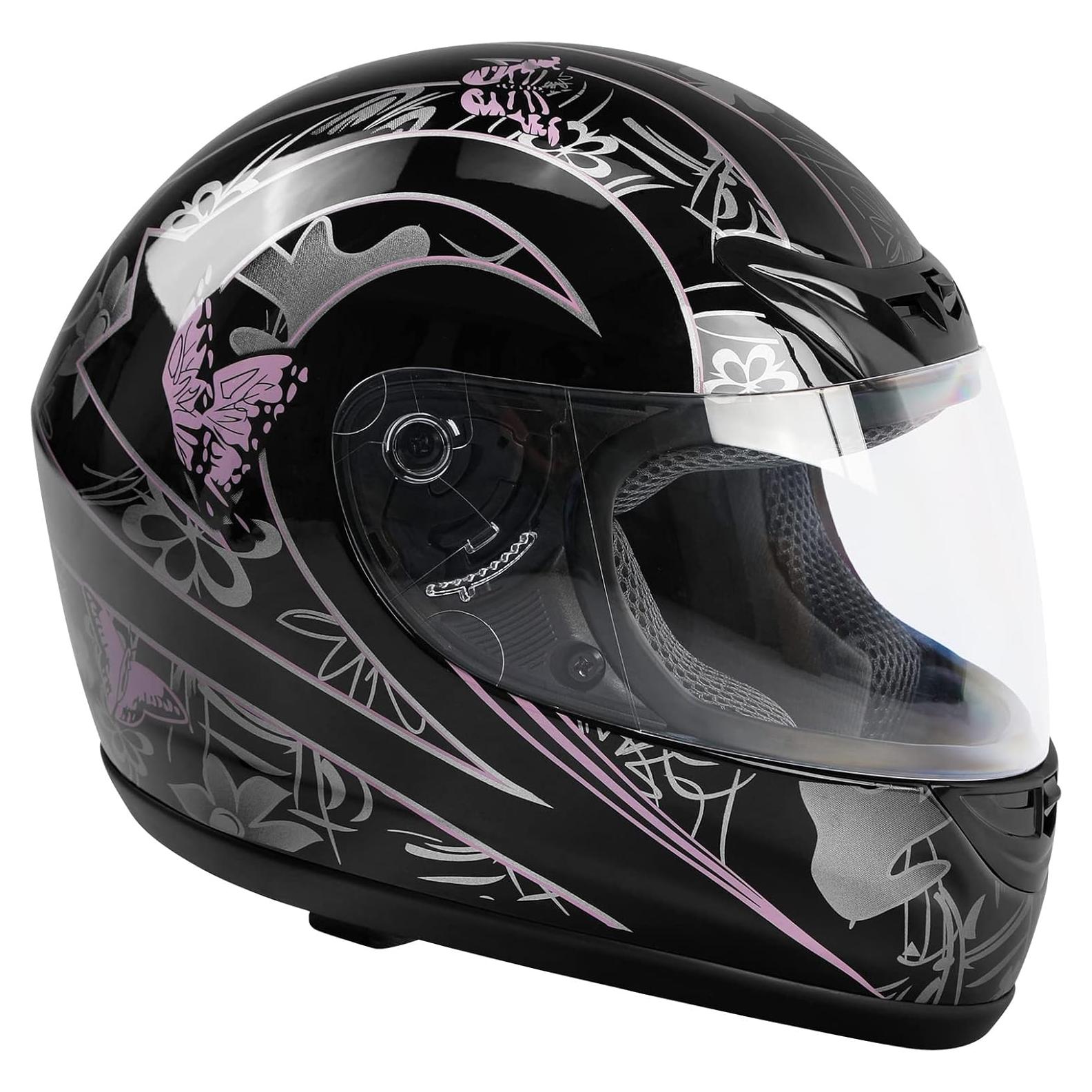 Casco TCMT Full Face Mariposa Rosa Blanca Adulto 59-60 cm