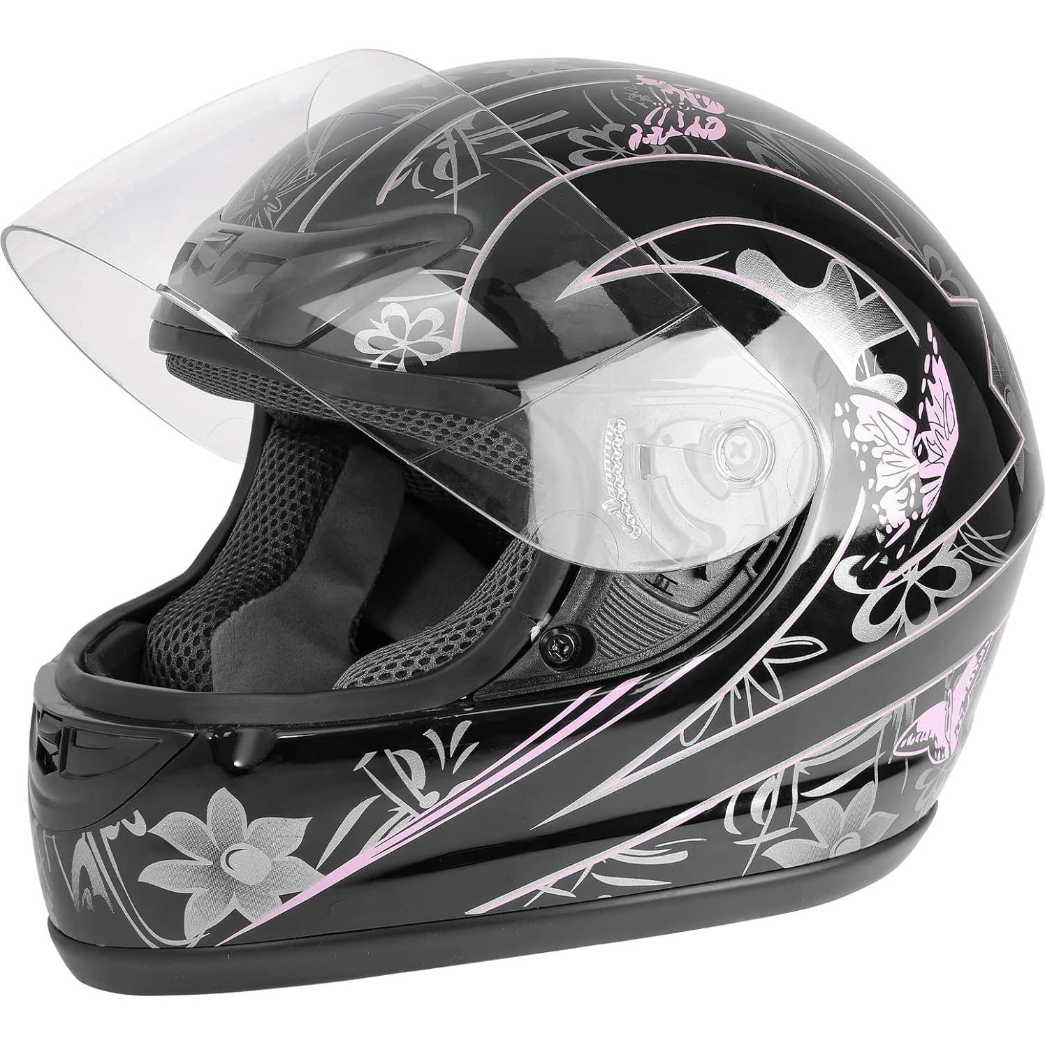 Casco TCMT Full Face Mariposa Rosa Blanca Adulto 59-60 cm