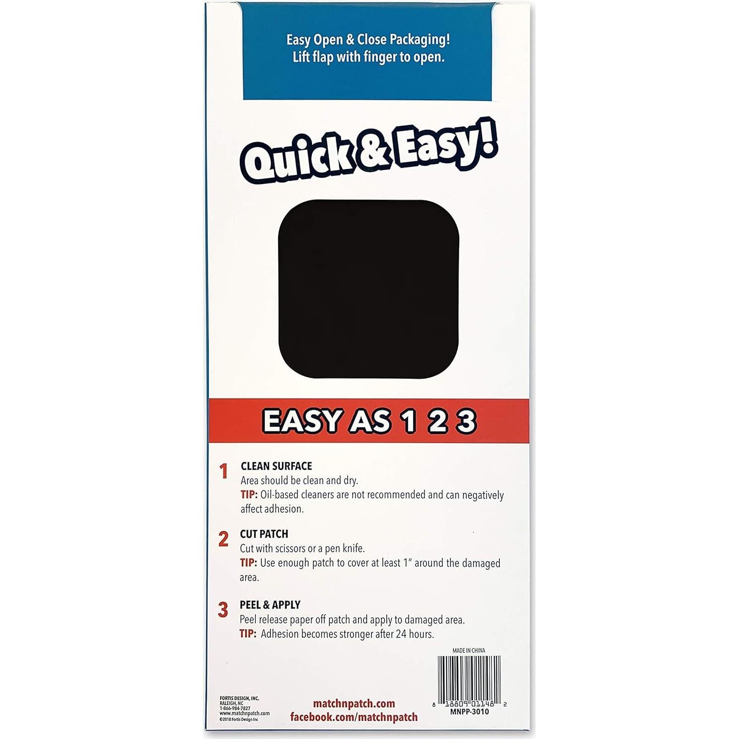 Parche de Reparación de Cuero PATCH 'N MATCH 35.5x15.2cm Negro