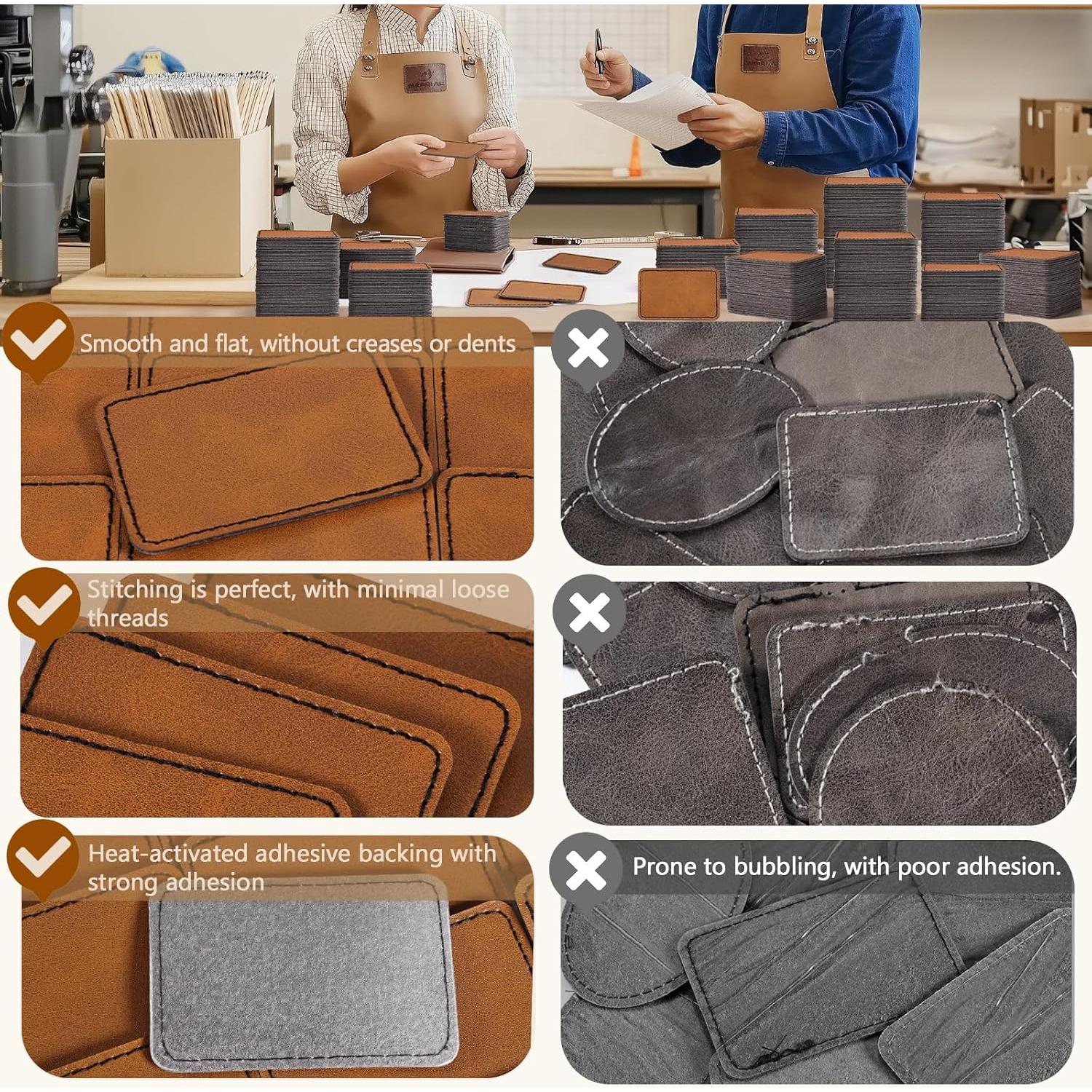 Paquete de 40 Parches de Cuero Sintético MAPRIAL 7.6x5.1cm