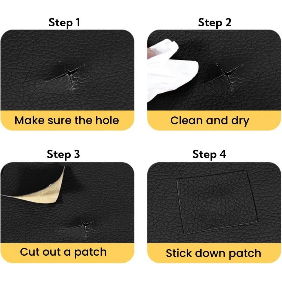 Parche de Reparación de Cuero Autoadhesivo SiiRo 40x200cm Negro