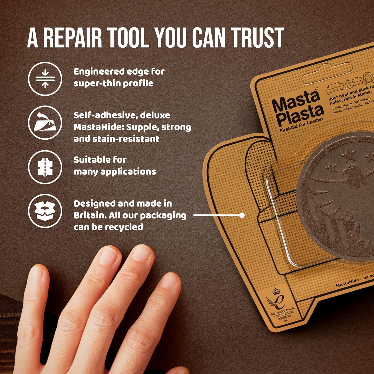 Parche Autoadhesivo MastaPlasta Suede Beige 8cm para Reparación