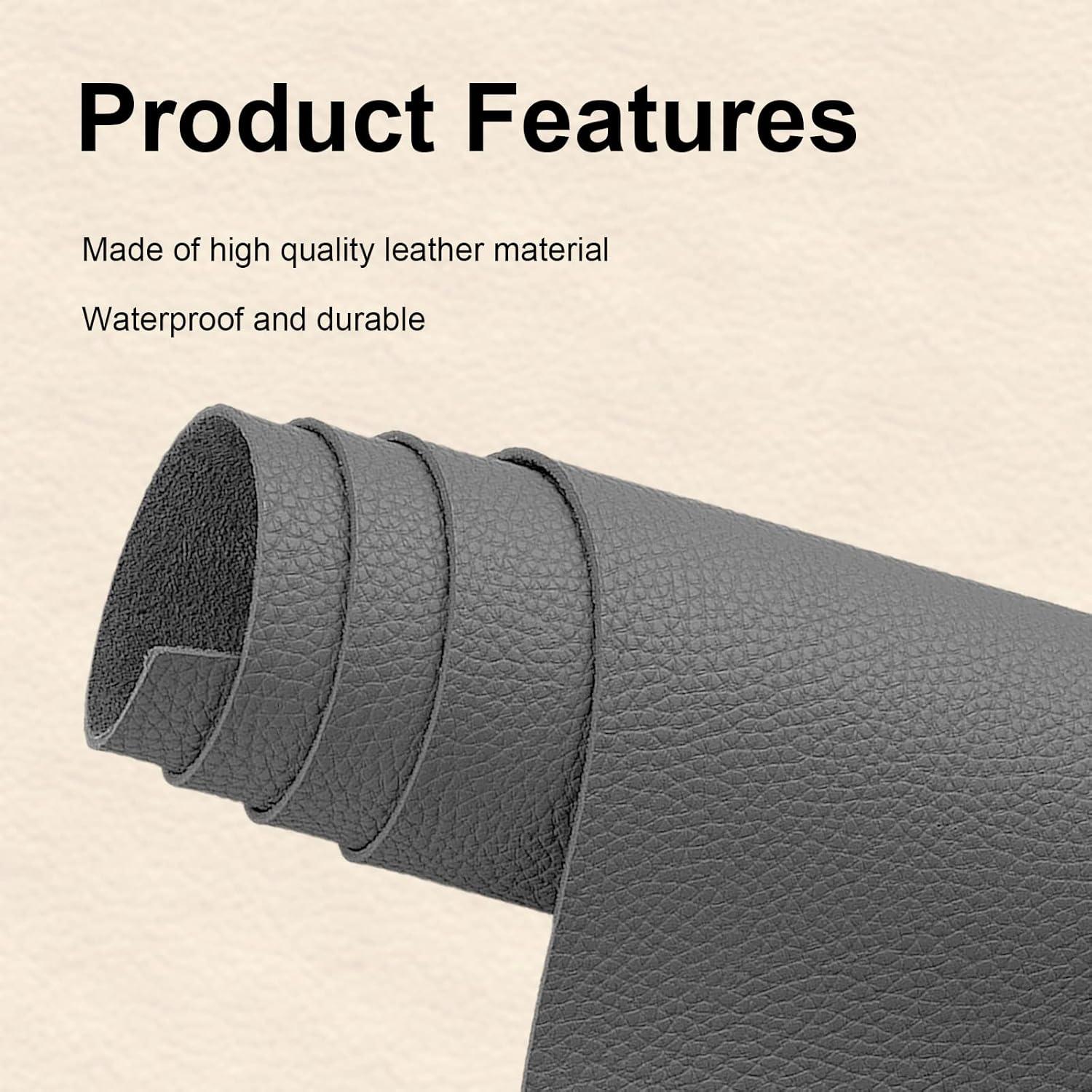 Parche de Reparación de Cuero Autoadhesivo KEVWR 10x160cm Gris