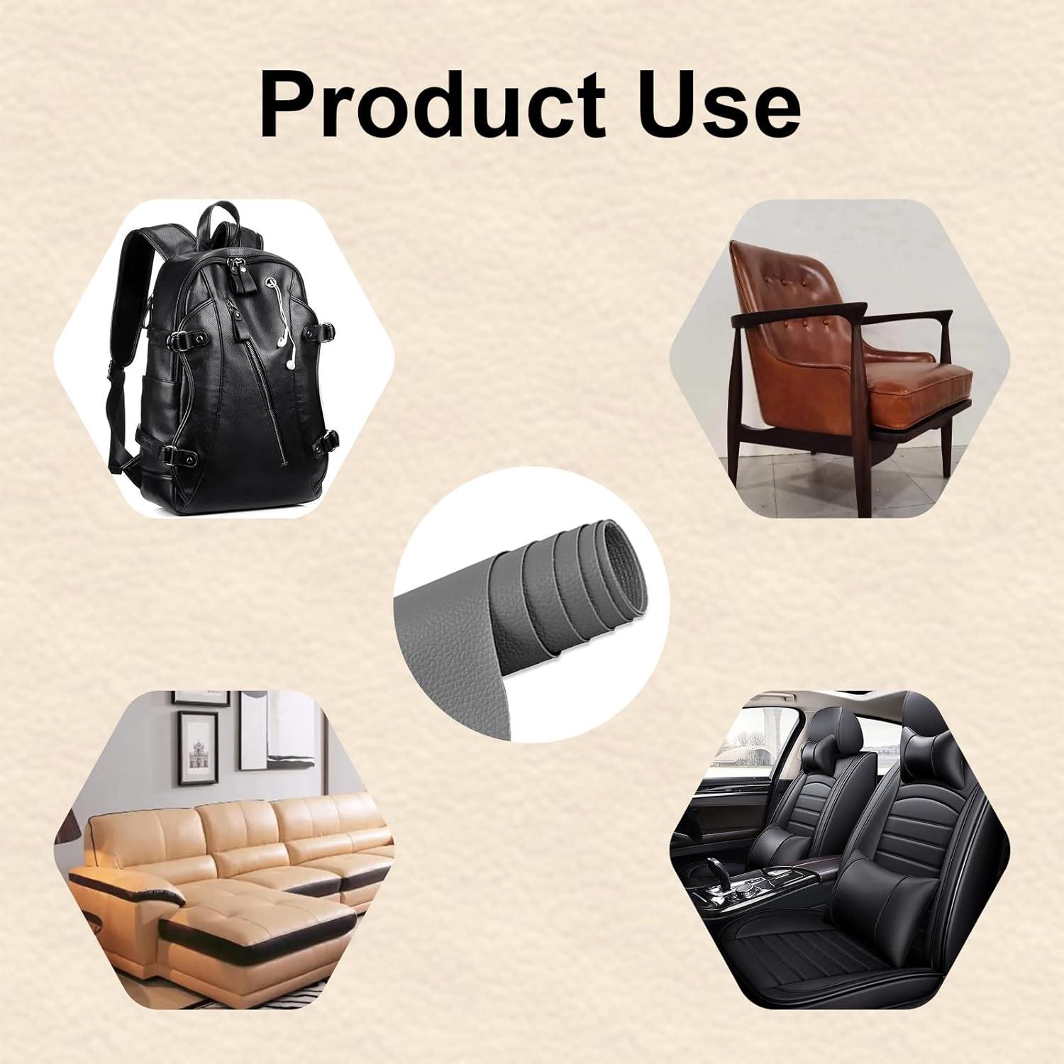 Parche de Reparación de Cuero Autoadhesivo KEVWR 10x160cm Gris