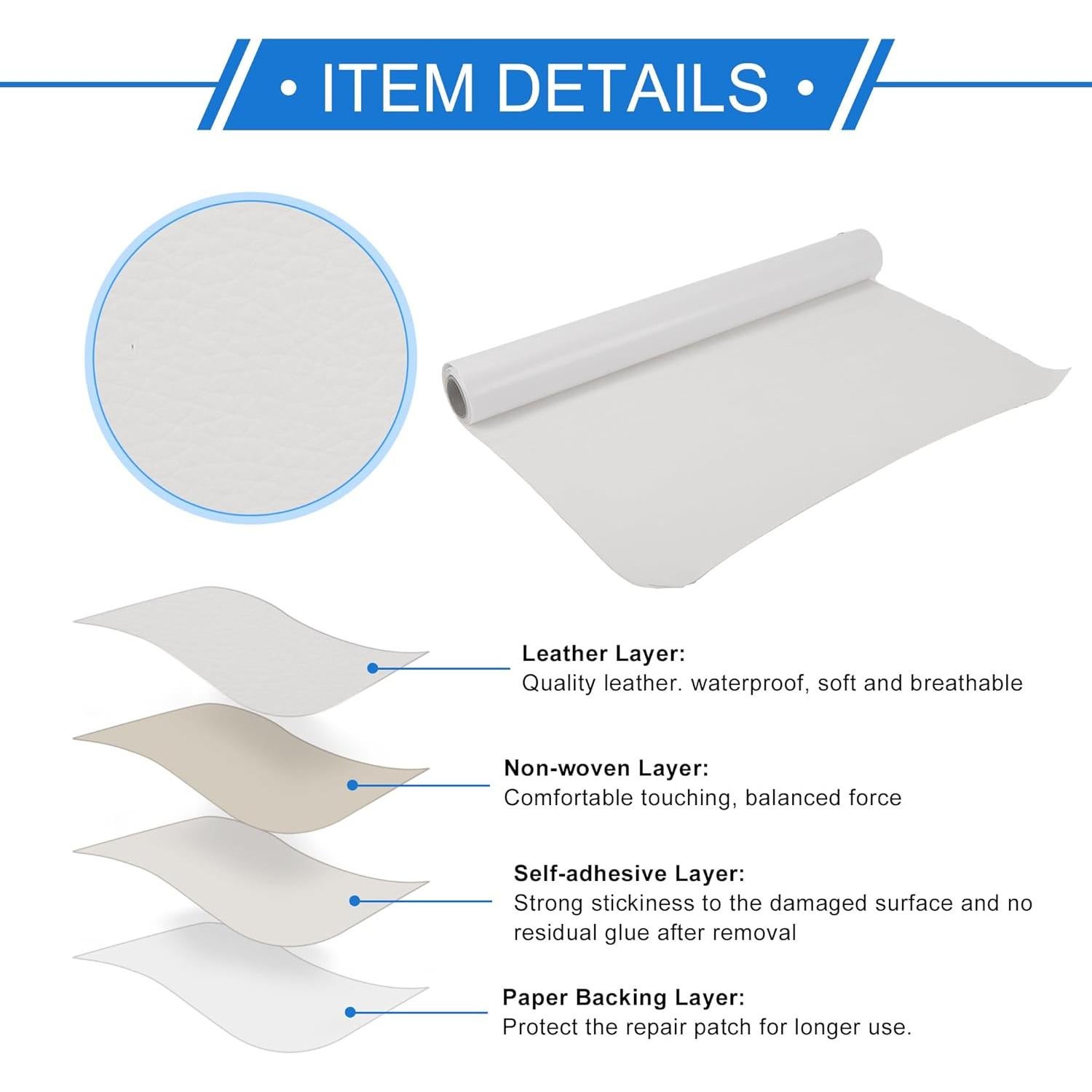 Parche de Reparación de Cuero Autoadhesivo VekAuto 102x41cm Beige