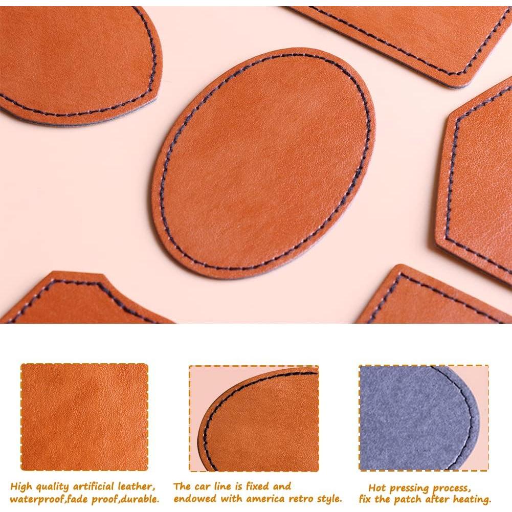 30 Parches Adhesivos de Cuero Sintético Bestlabel Caqui