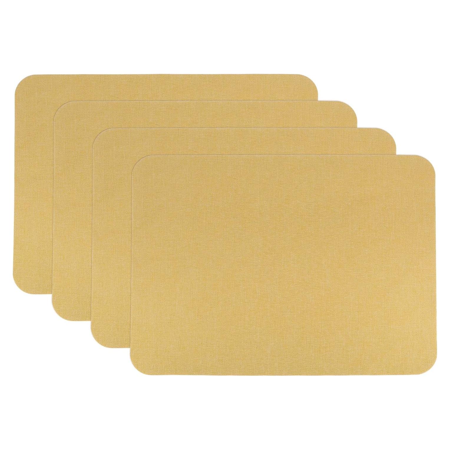 HARFINGTON 4Pcs Linen Fabric Patches 8" x 11" Self-Adhesive Fine Linen Repair Tape for Linen Sofa Upholstery Furniture Pillow Clothing, Mustard