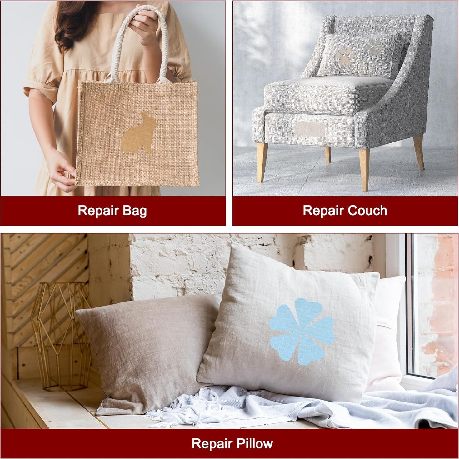 HARFINGTON 4Pcs Linen Fabric Patches 8" x 11" Self-Adhesive Fine Linen Repair Tape for Linen Sofa Upholstery Furniture Pillow Clothing, Mustard