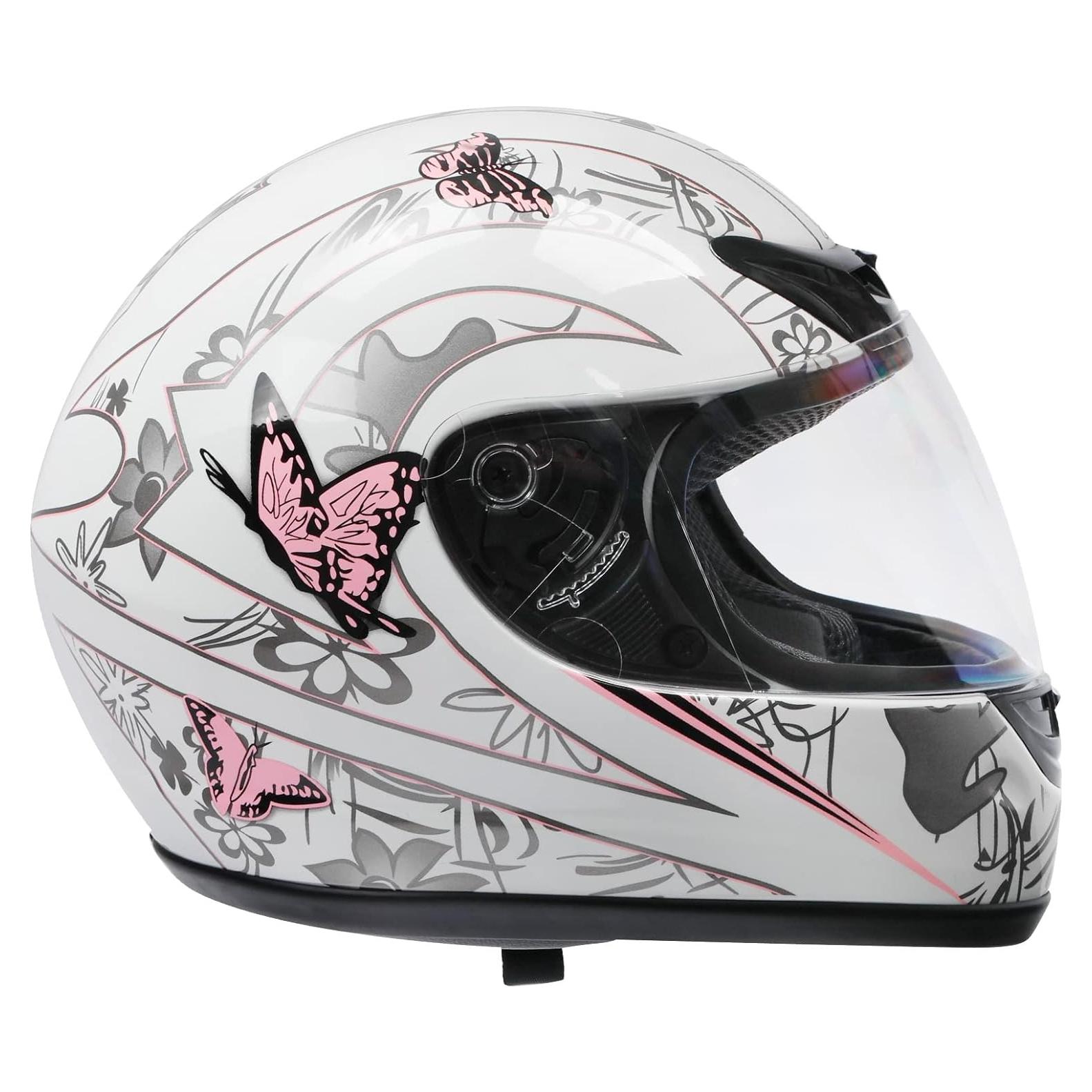 Casco Integral TCMT Rosa Mariposa para Motocicleta