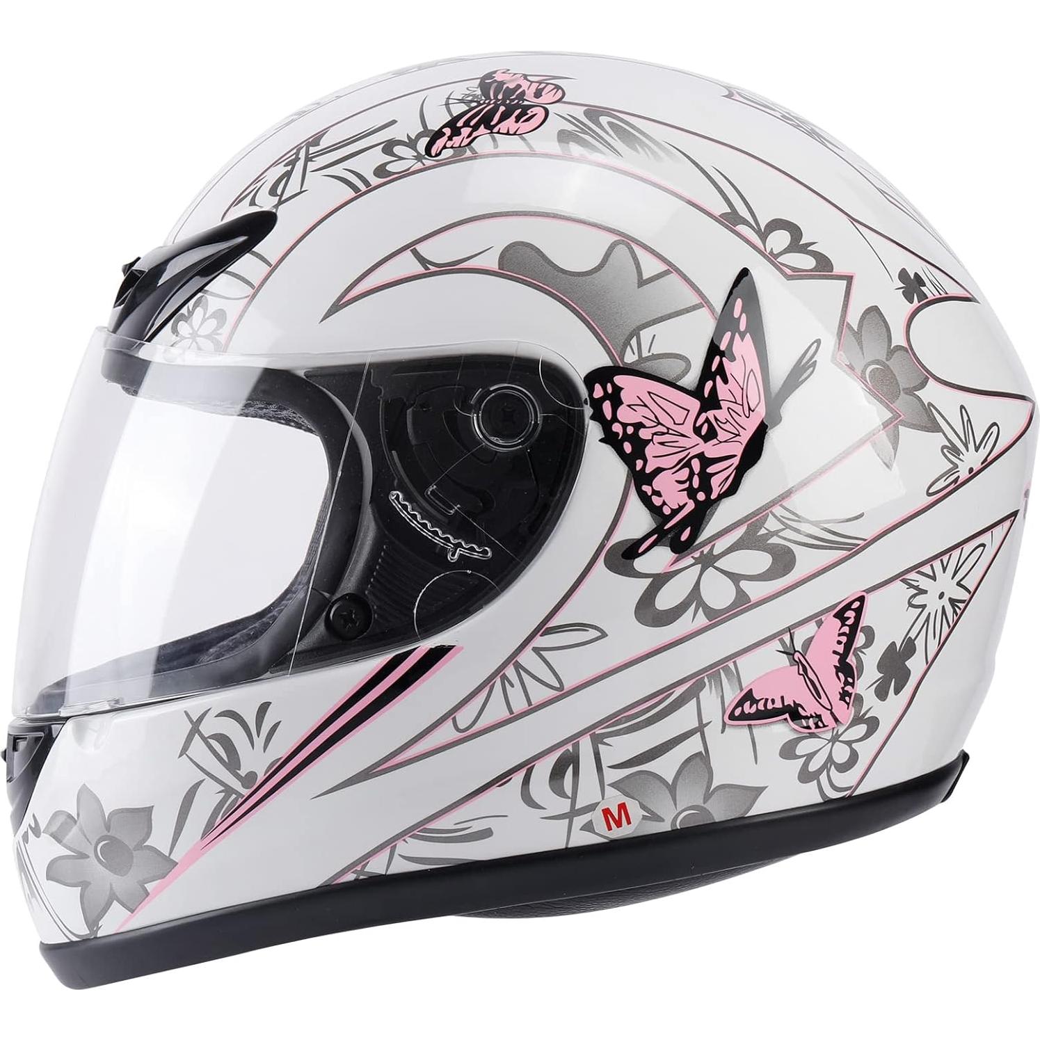 Casco Integral TCMT Rosa Mariposa para Motocicleta