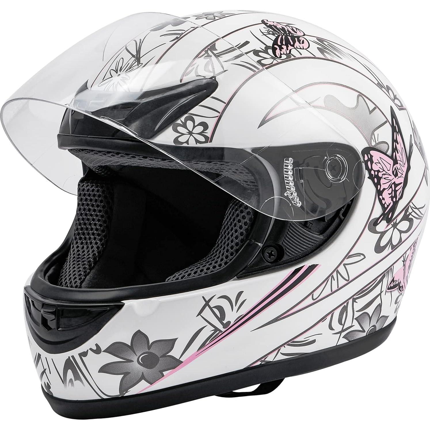 Casco Integral TCMT Rosa Mariposa para Motocicleta