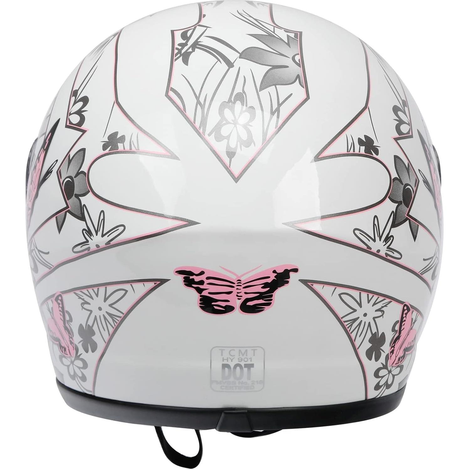 Casco Integral TCMT Rosa Mariposa para Motocicleta
