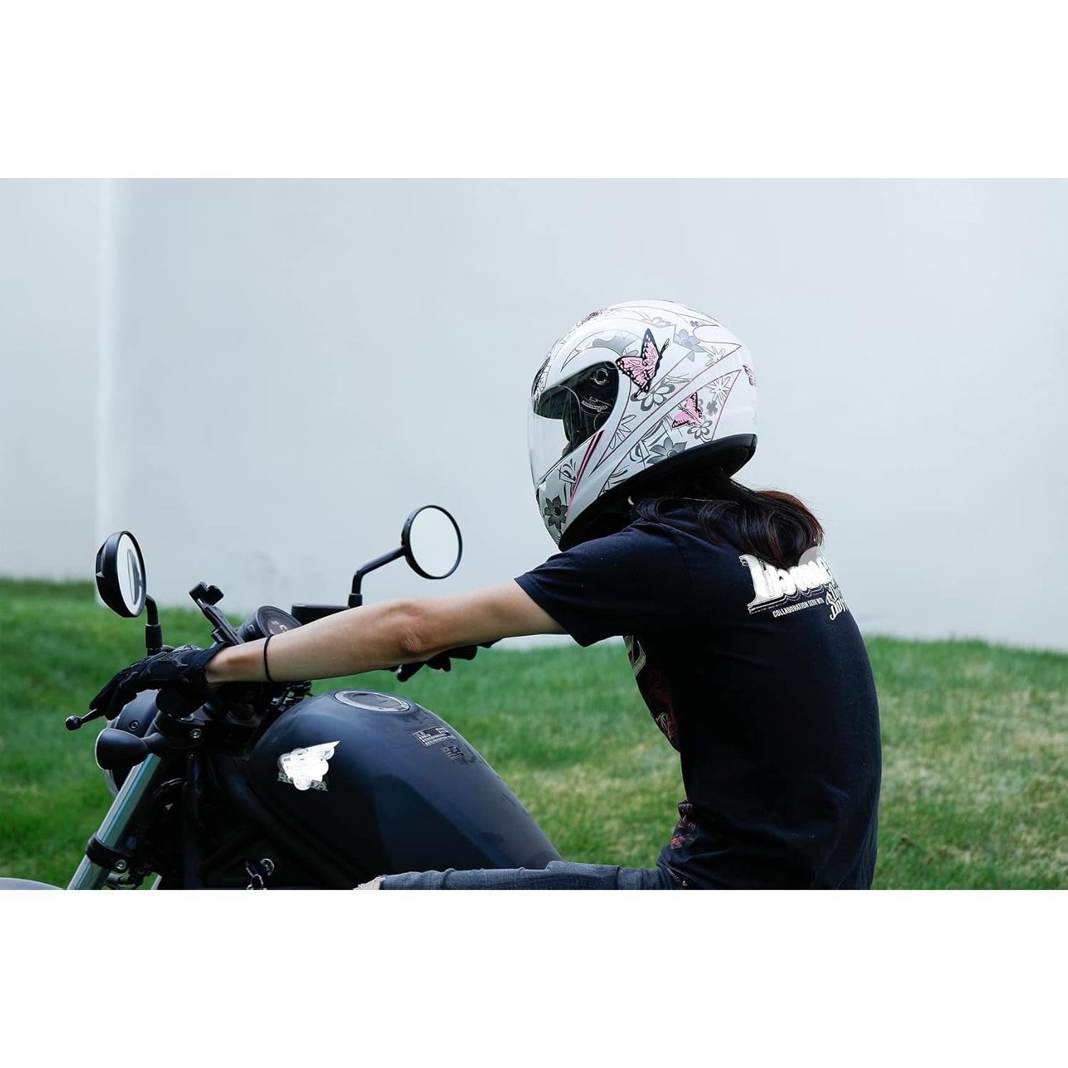Casco Integral TCMT Rosa Mariposa para Motocicleta