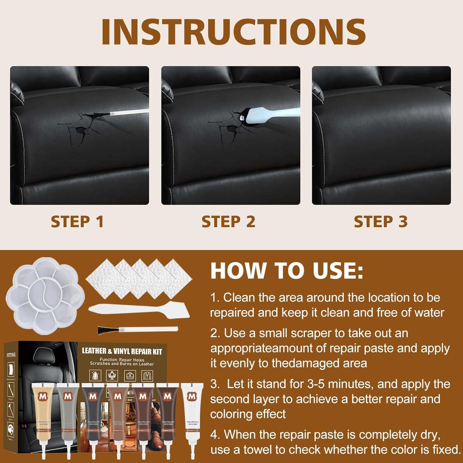 Kit de Reparación de Cuero Ganbaro - 7 Colores, Gel Restaurador