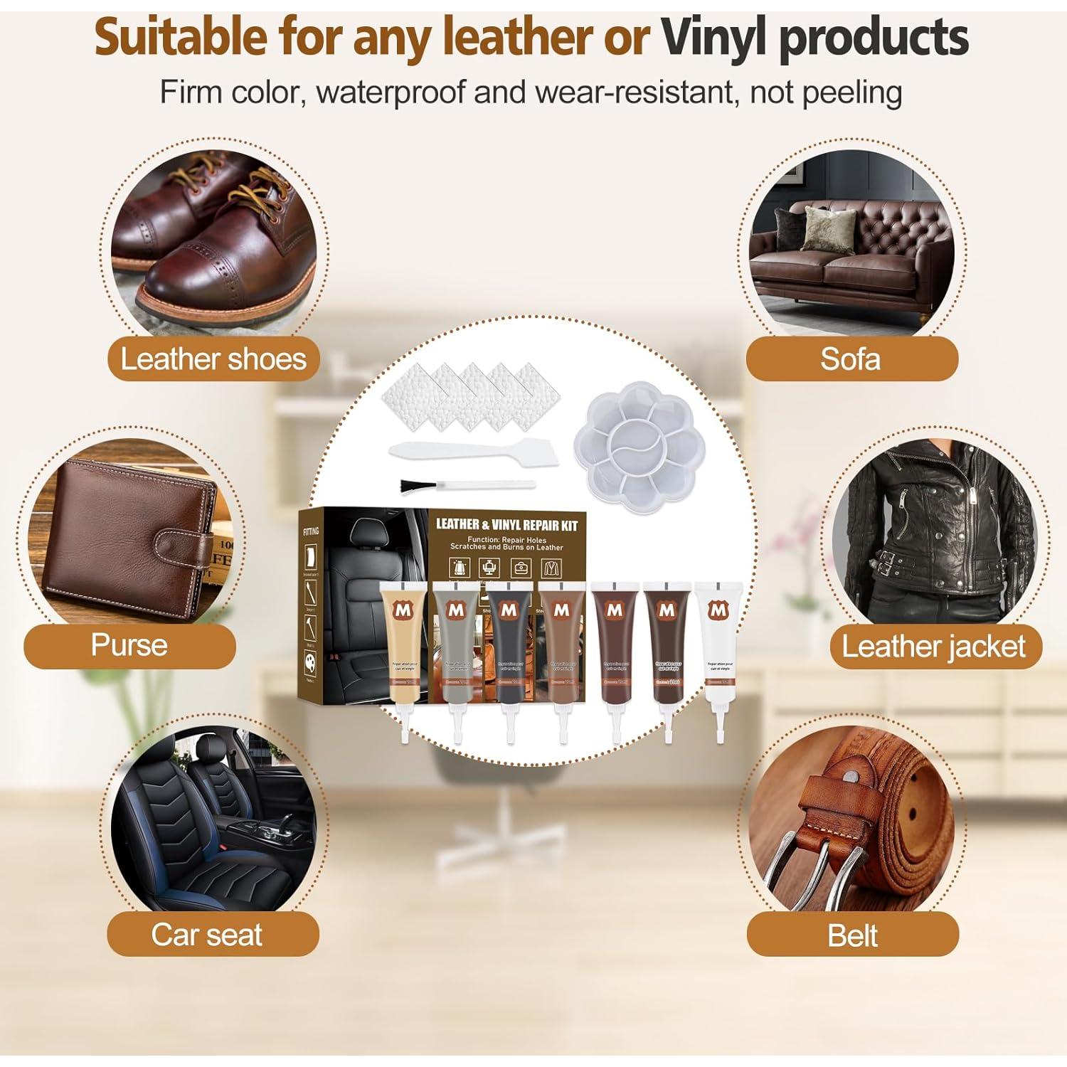 Kit de Reparación de Cuero Ganbaro - 7 Colores, Gel Restaurador