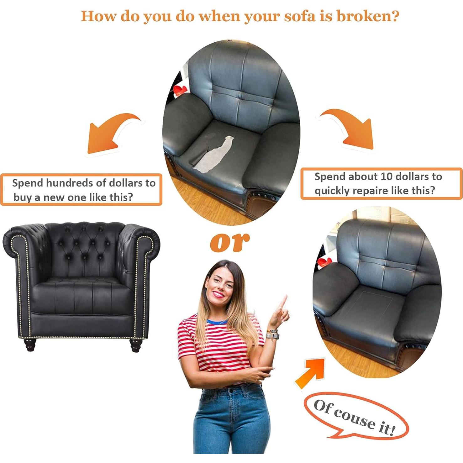 Kit de Parche de Reparación de Cuero IVRYBRI 2 Piezas 10x15 cm