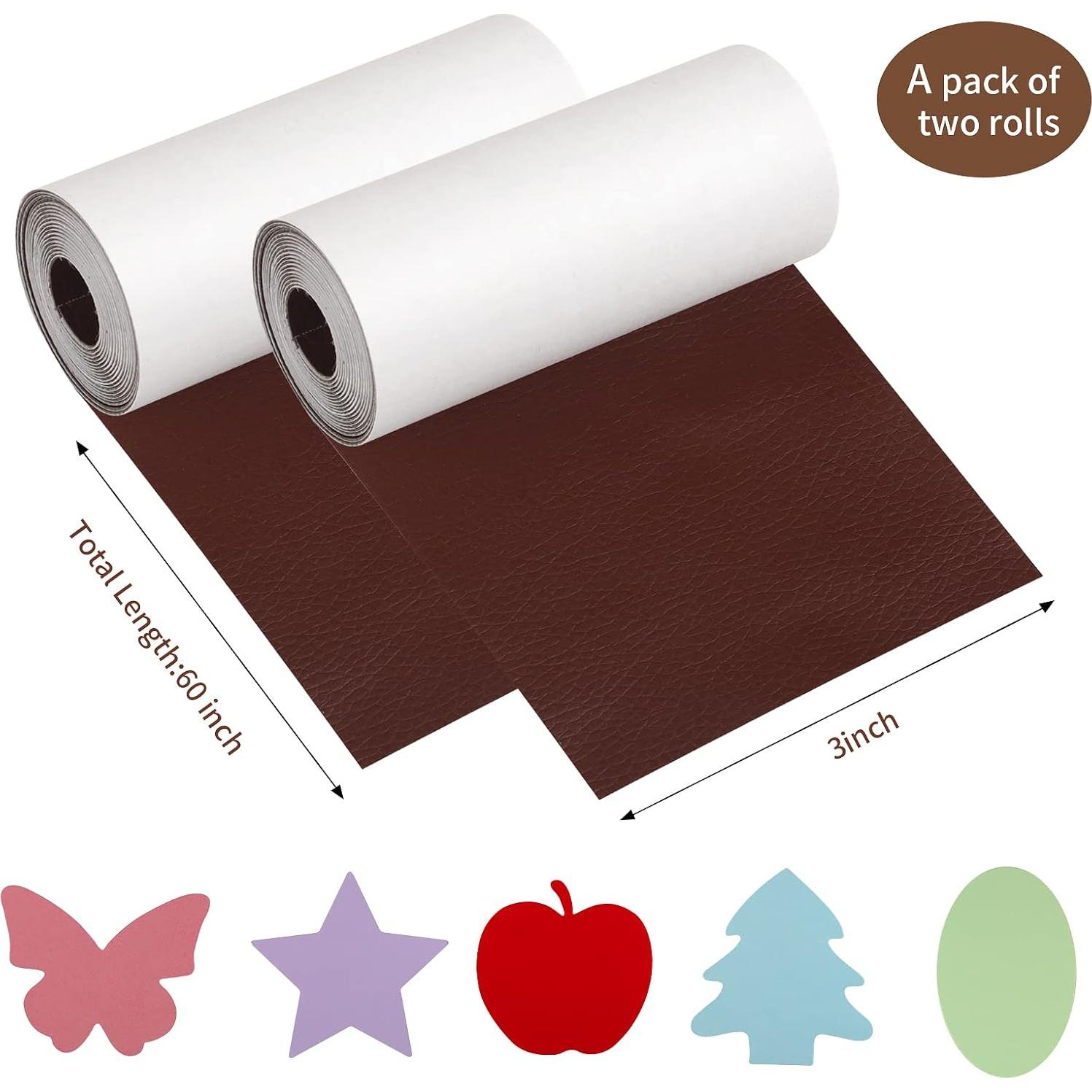 Parche de Reparación de Cuero FSLMEIL 3x60 cm 2 Rollos Marrón Claro