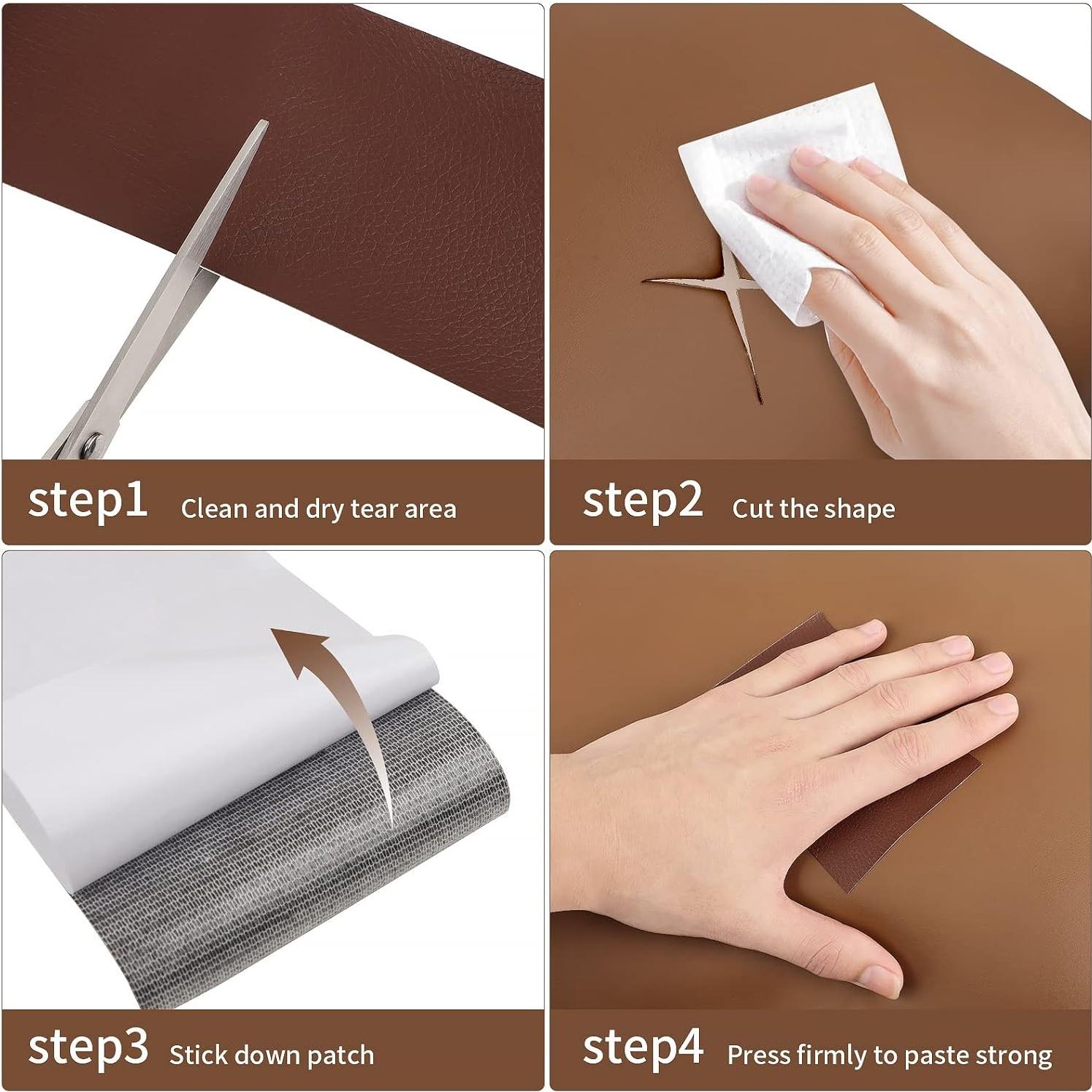 Parche de Reparación de Cuero FSLMEIL 3x60 cm 2 Rollos Marrón Claro