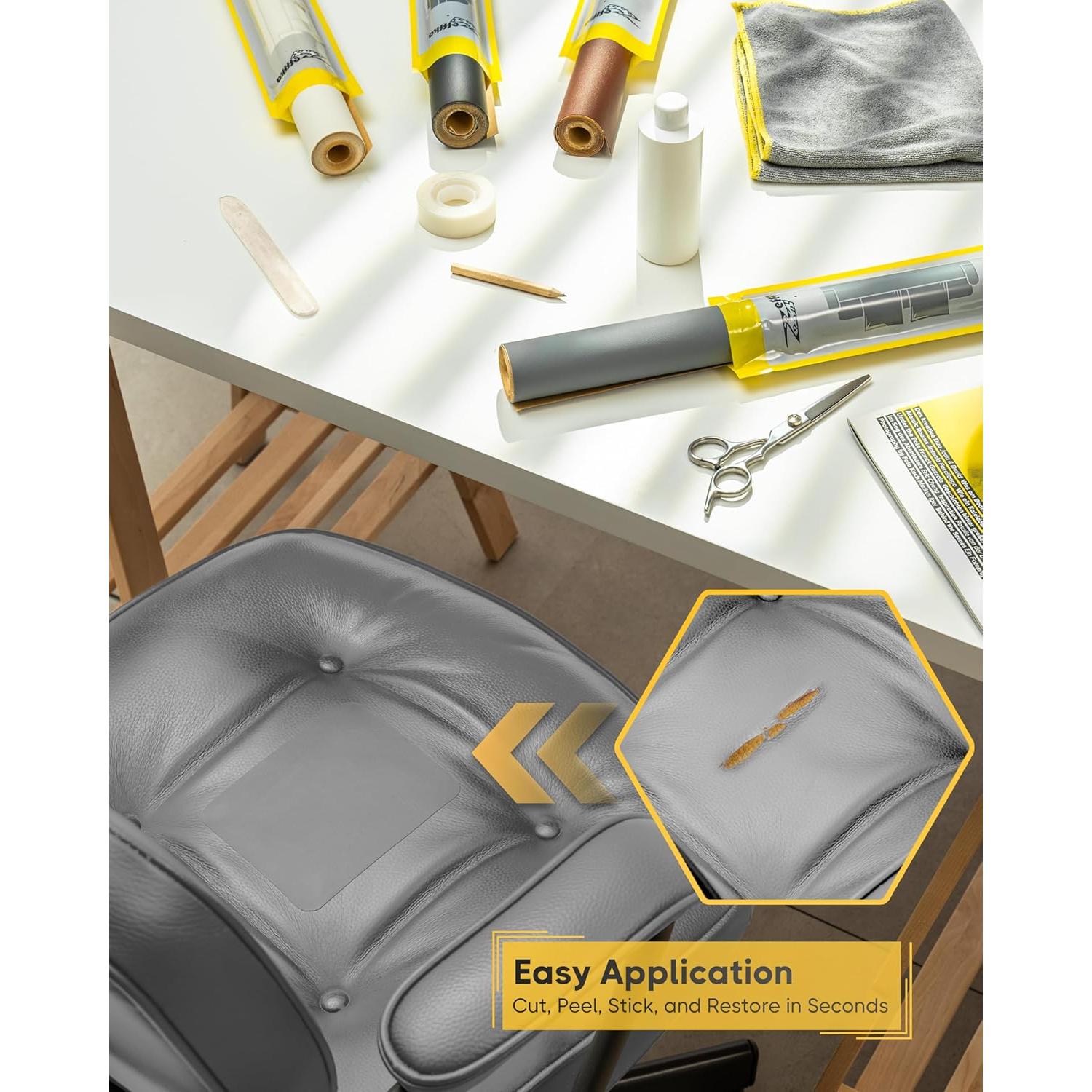 Parche de Reparación de Cuero ZEFFFKA 40.6 x 150 cm Autoadhesivo