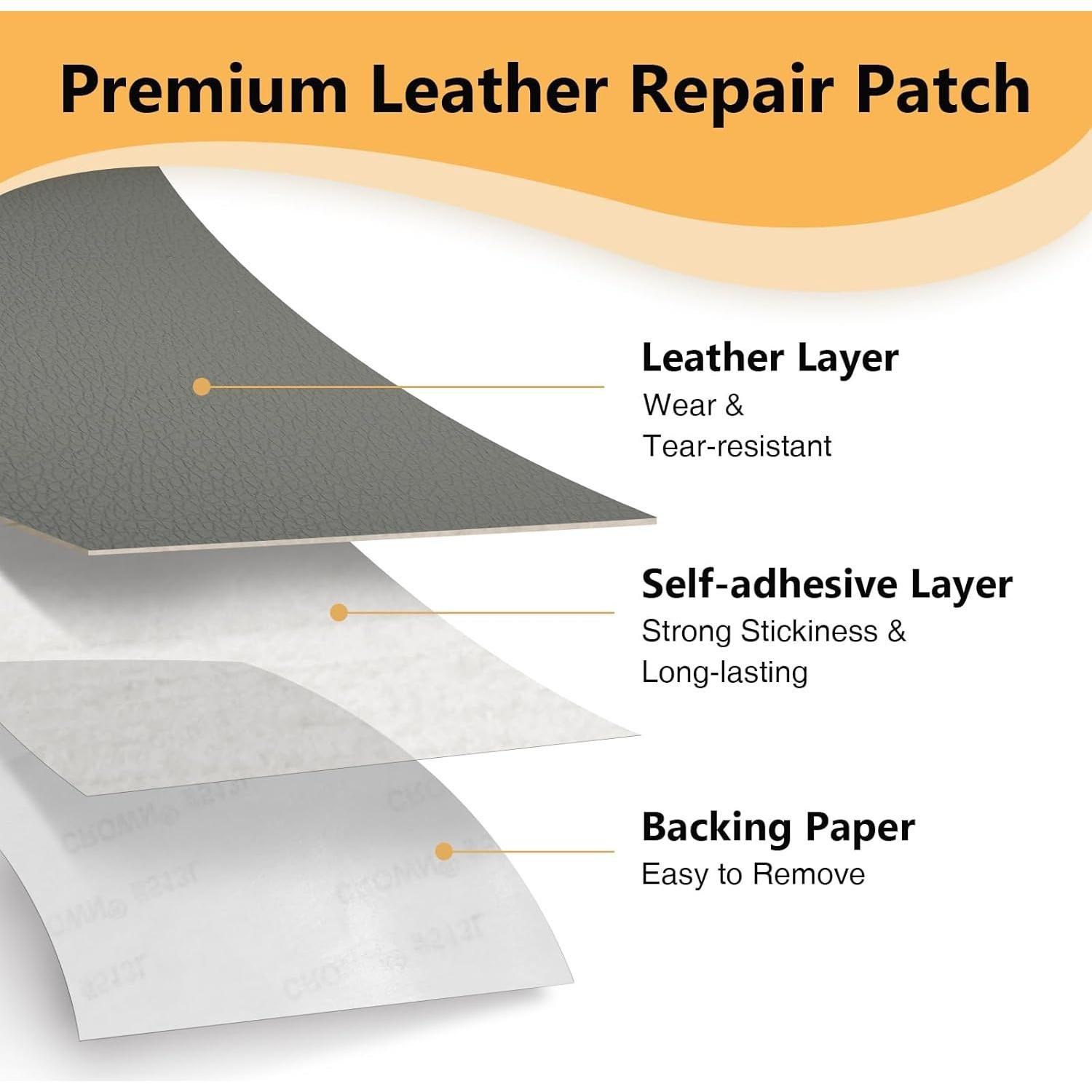 Parche de Reparación de Cuero Lewondr 43 x 200 cm Gris Oscuro