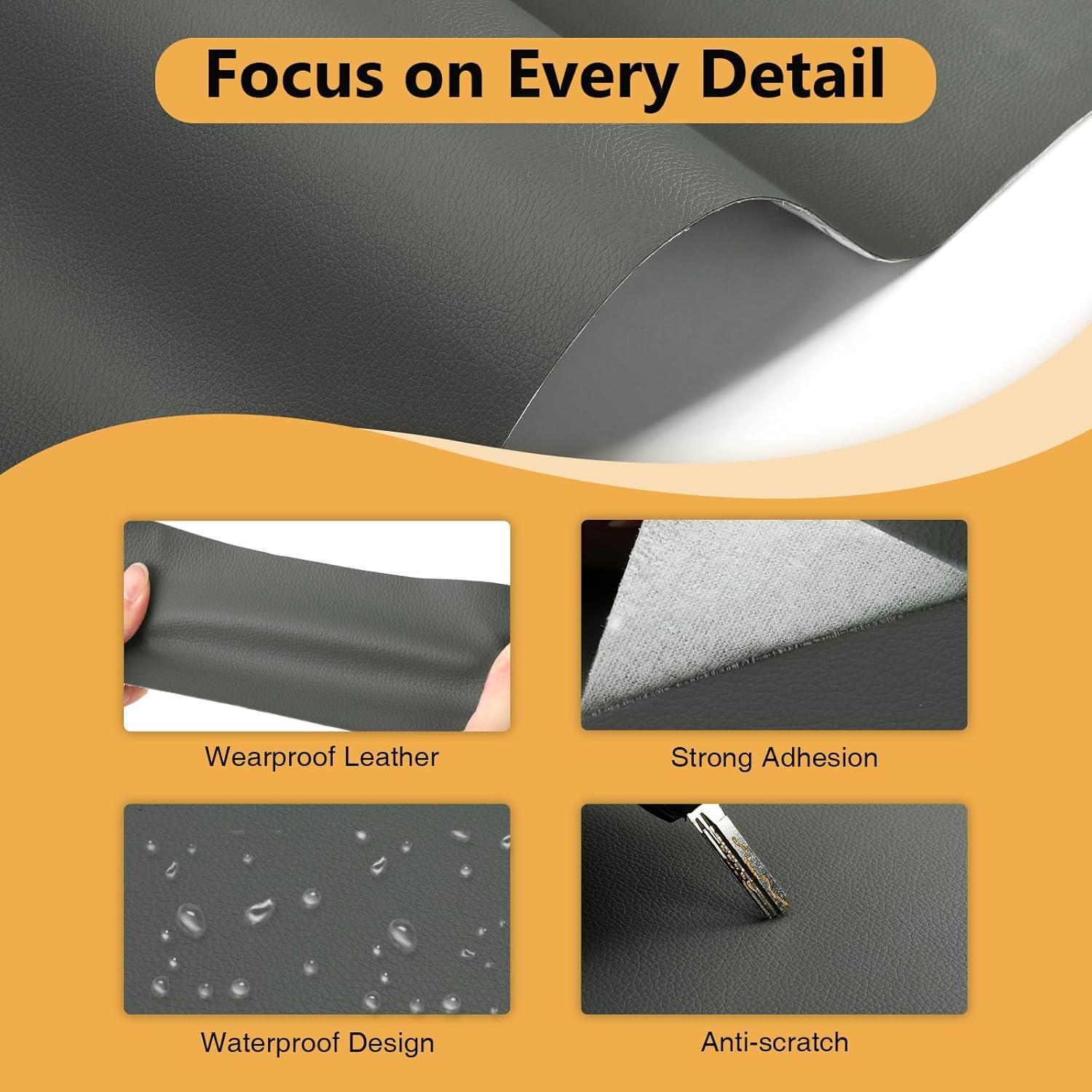 Parche de Reparación de Cuero Lewondr 43 x 200 cm Gris Oscuro