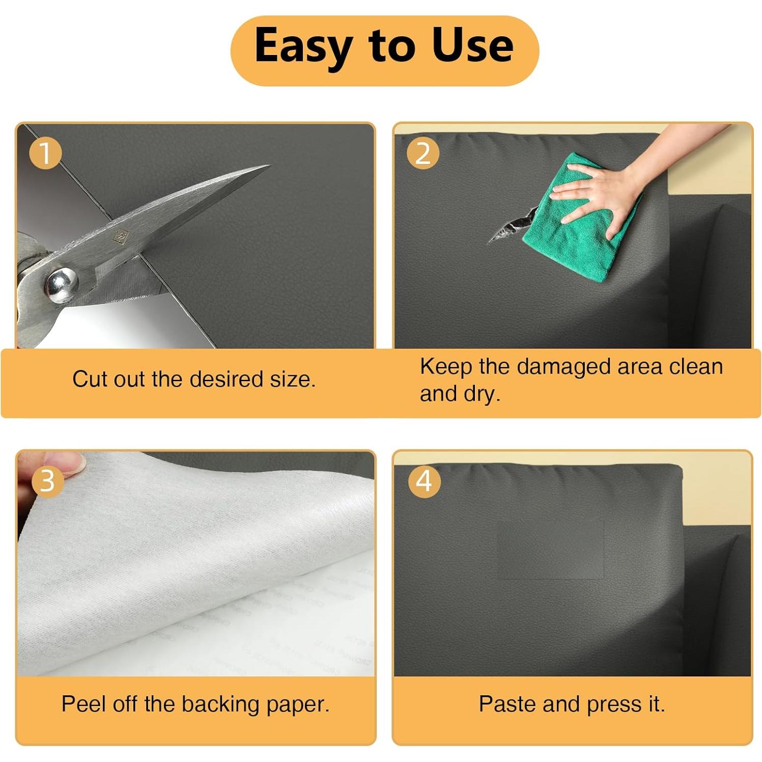 Parche de Reparación de Cuero Lewondr 43 x 200 cm Gris Oscuro