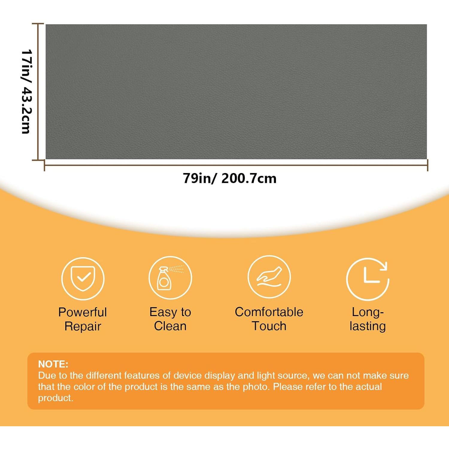 Parche de Reparación de Cuero Lewondr 43 x 200 cm Gris Oscuro