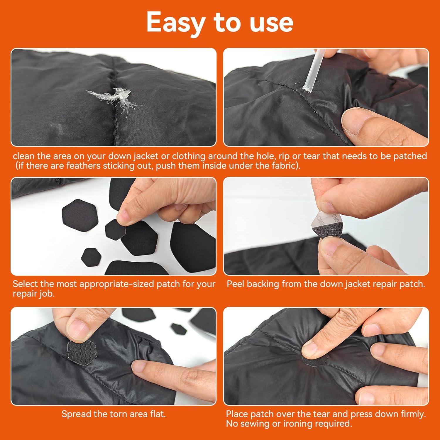 8 Parches de Reparación Autoadhesivos WILDREEDS para Chaquetas de Plumas