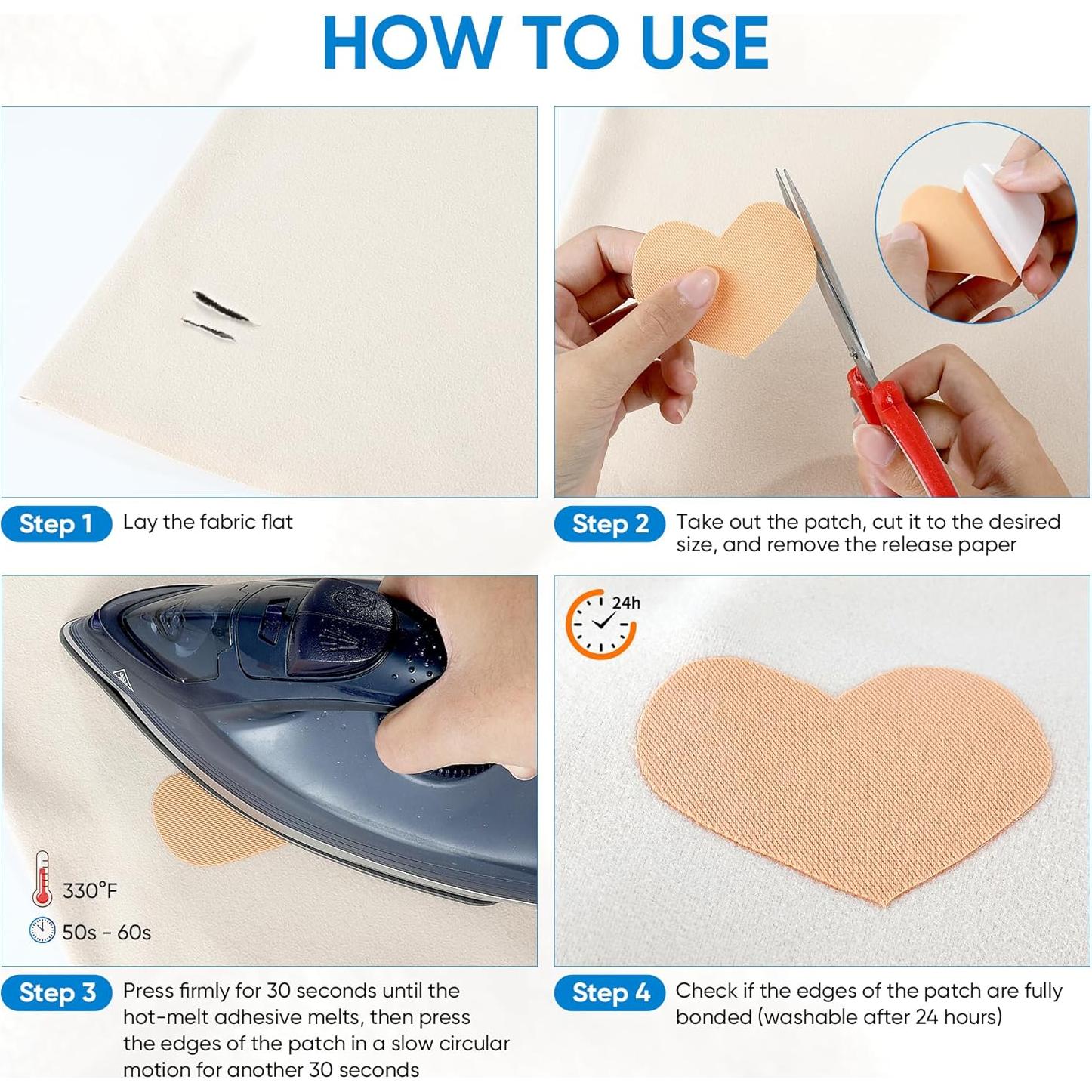 Parche Termoadhesivo LCEAI Beige 6 Piezas 10x22 cm para Ropa