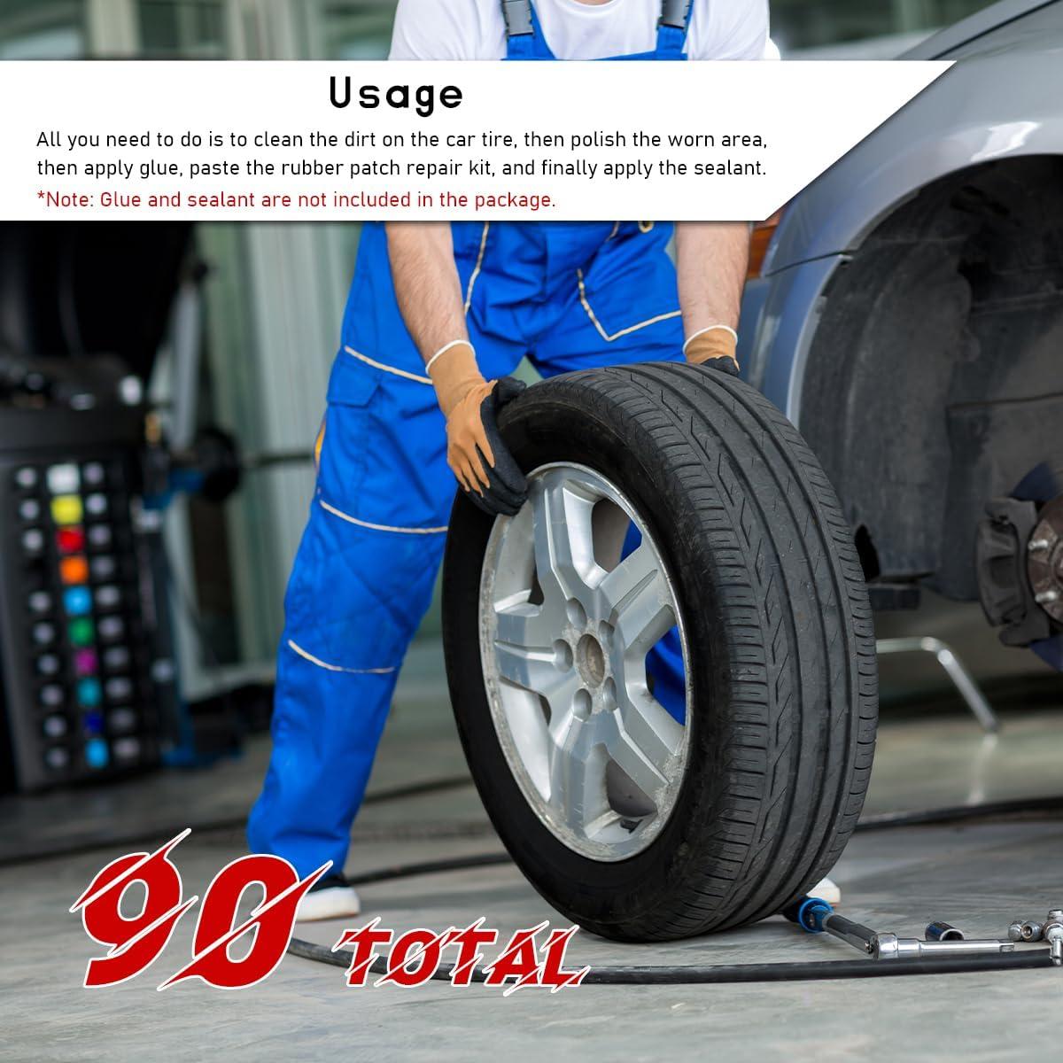 90 Piezas Parche de Reparación de Neumáticos Ohleats 32-58mm