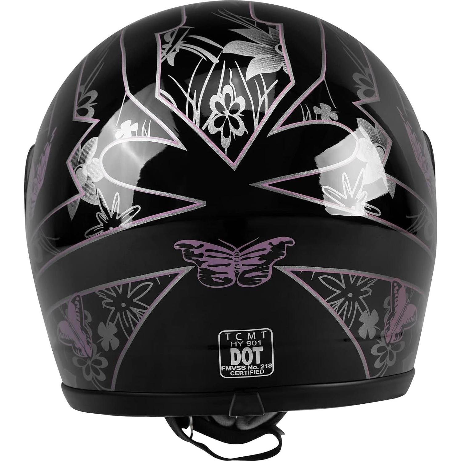 Casco TCMT Mariposa Negra XL Certificado DOT Motociclismo