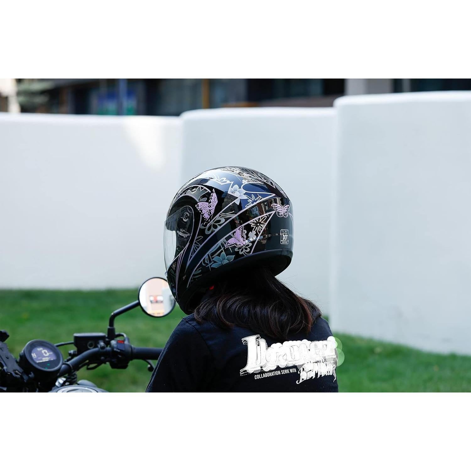 Casco TCMT Mariposa Negra XL Certificado DOT Motociclismo