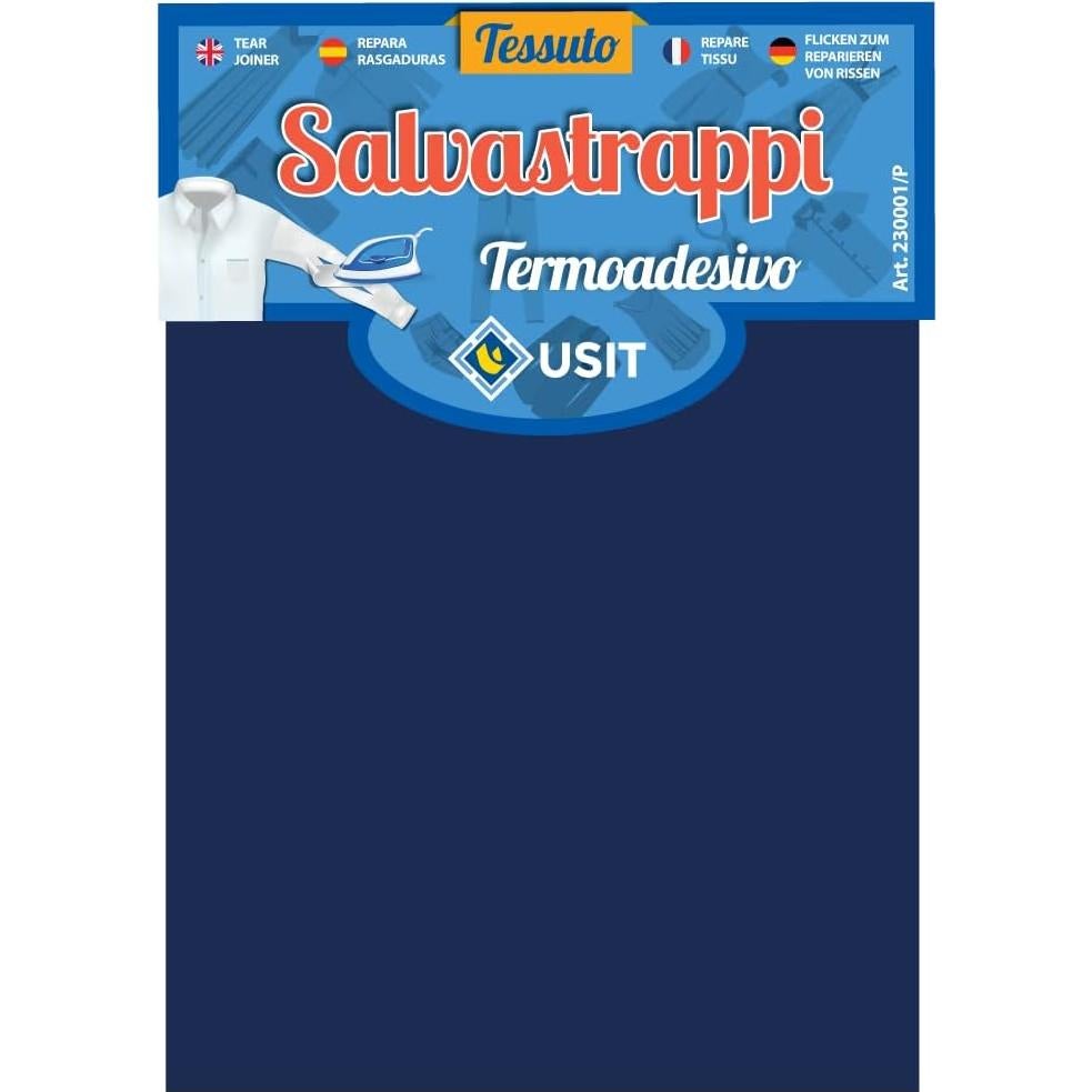 Parche de Reparación Termoadhesivo USIT Algodón 48x11.5cm Azul