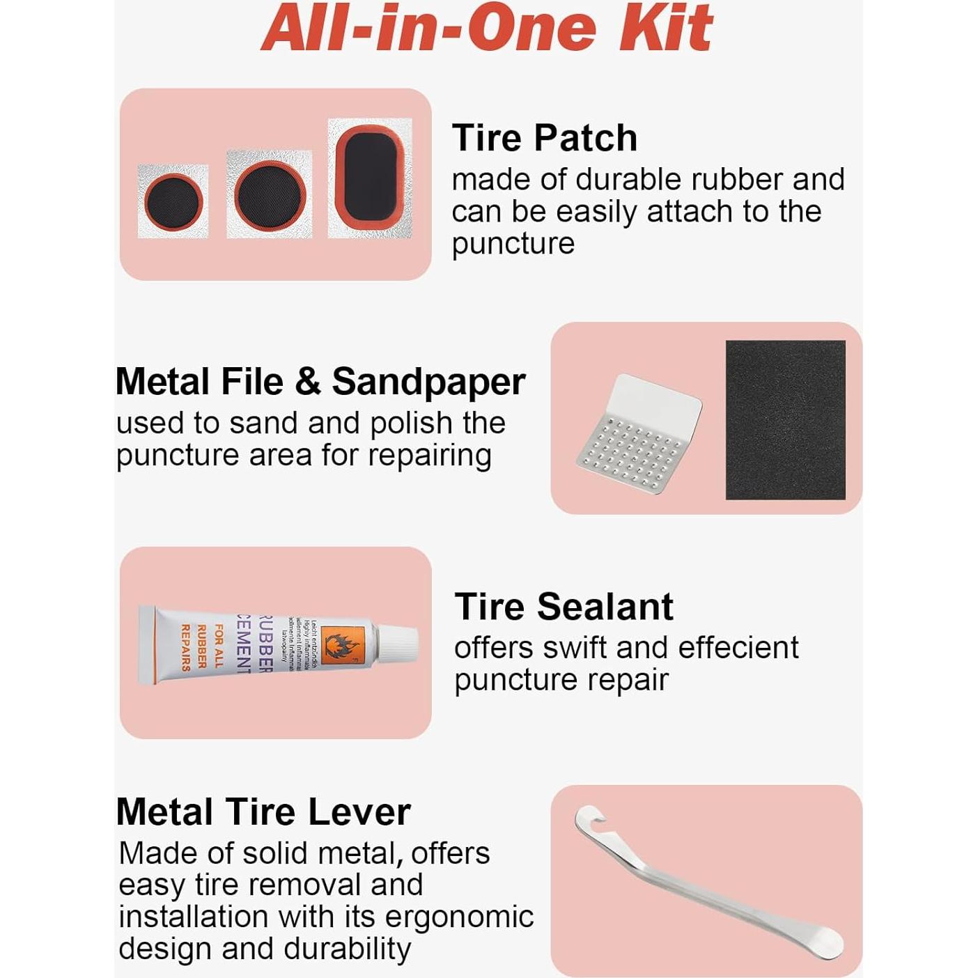 Kit de Reparación de Neumáticos Zacro 34 Piezas con Parches