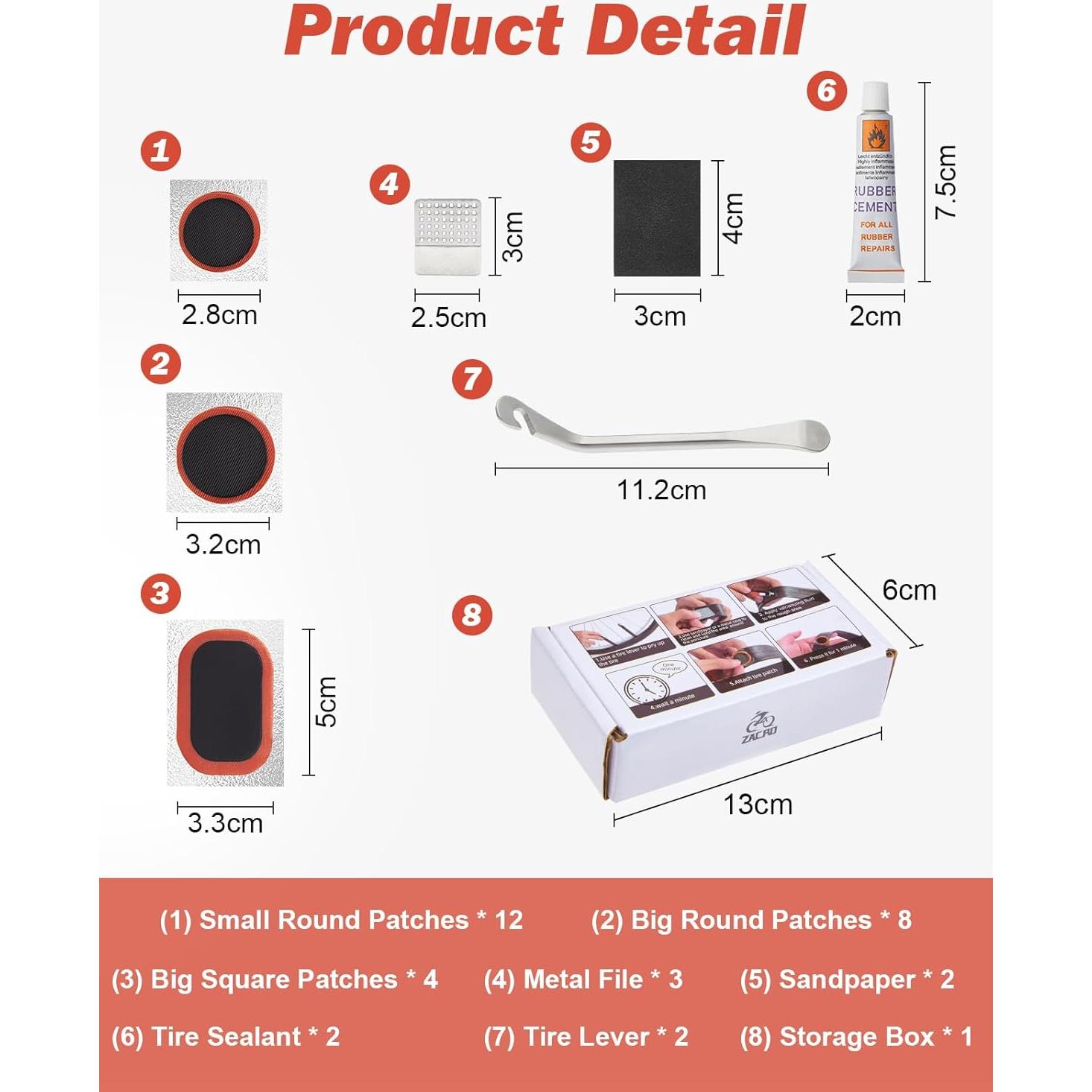 Kit de Reparación de Neumáticos Zacro 34 Piezas con Parches