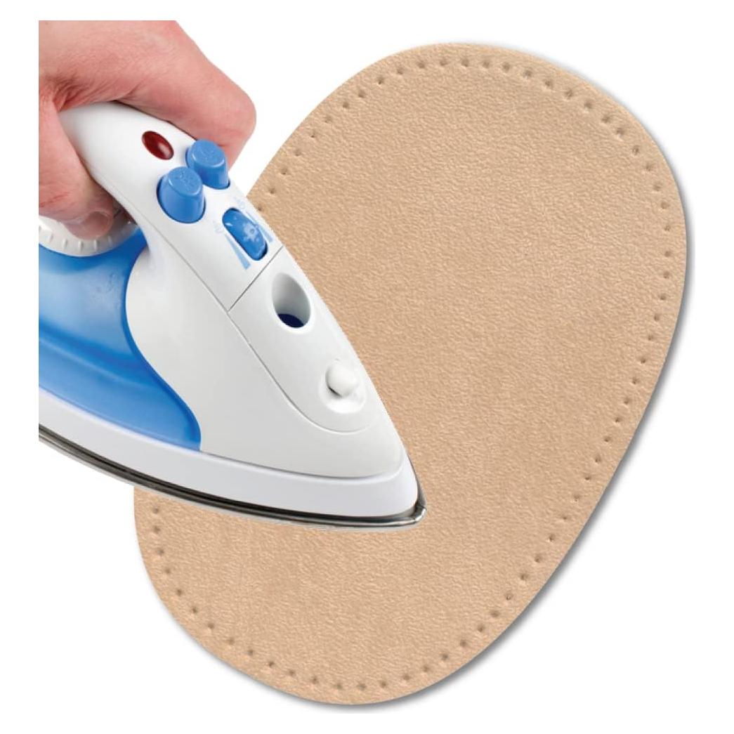 USIT, 2pcs Iron-On Mock Suede Patches, 6"x4", Ideal for Repairing Trousers, Jackets and Shirts, Unalterable Dyes, Light Beige