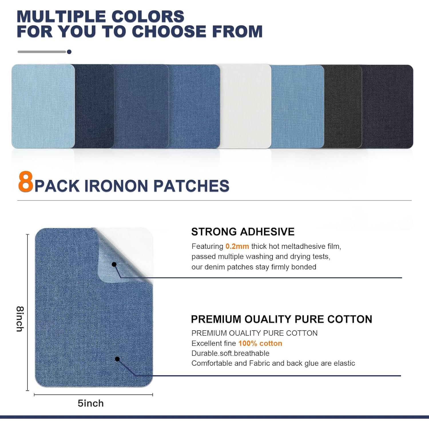 Parche de Planchar Azobur 8 Piezas Mezclilla 20x13 cm Azul