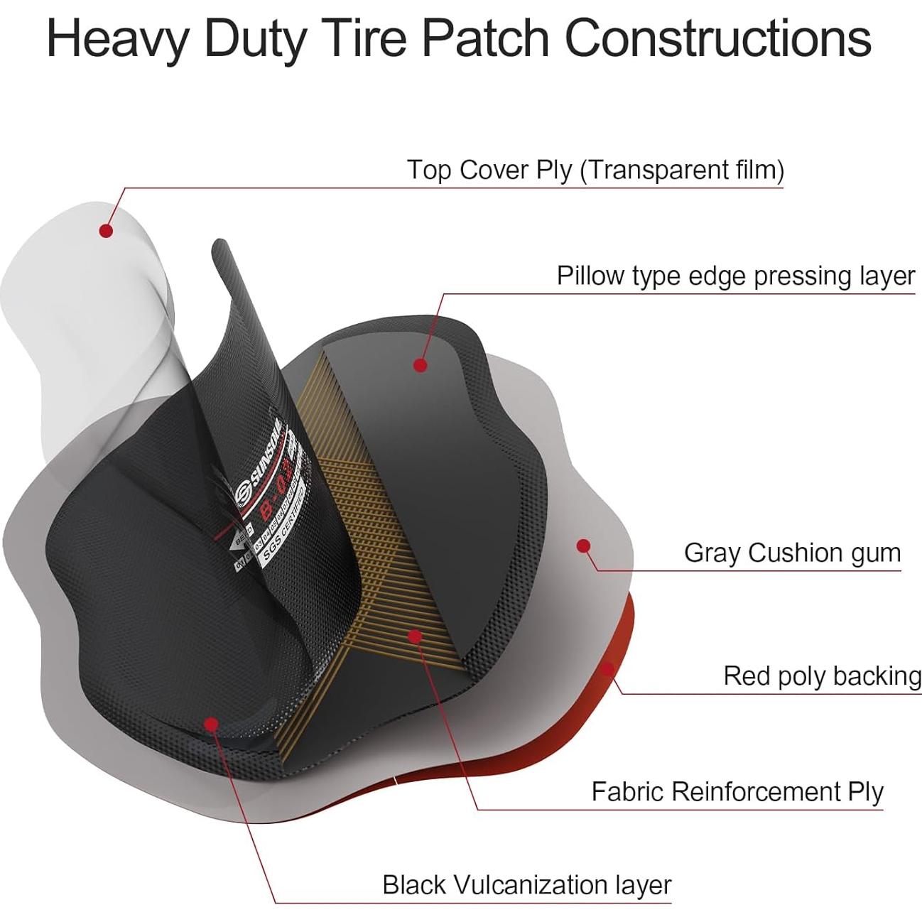 Parches de Neumático SUNSOUL 10 Piezas 9.53 cm Redondos