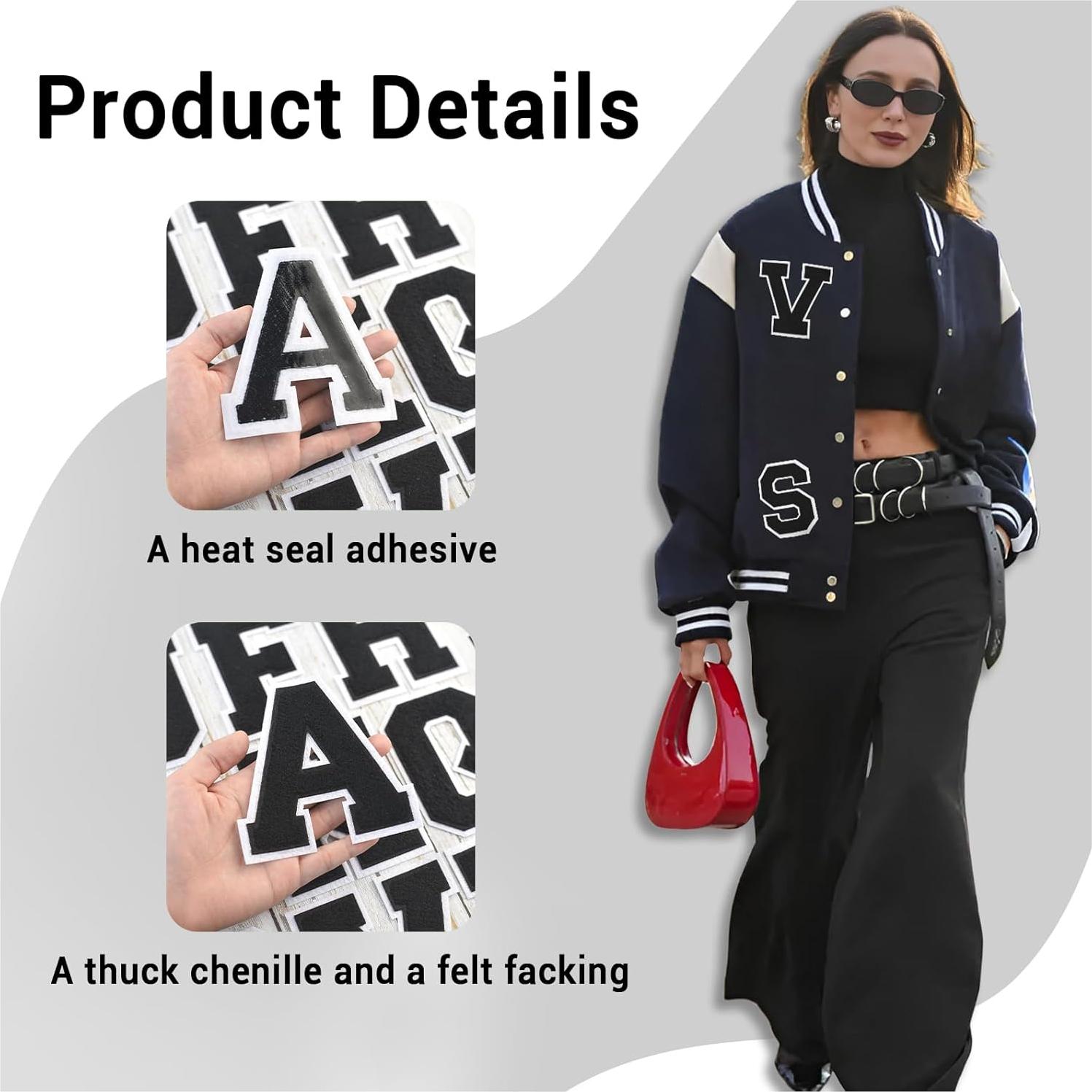 Parche de Letras Varsity FlashMind 10.16 cm Negro para Chaqueta