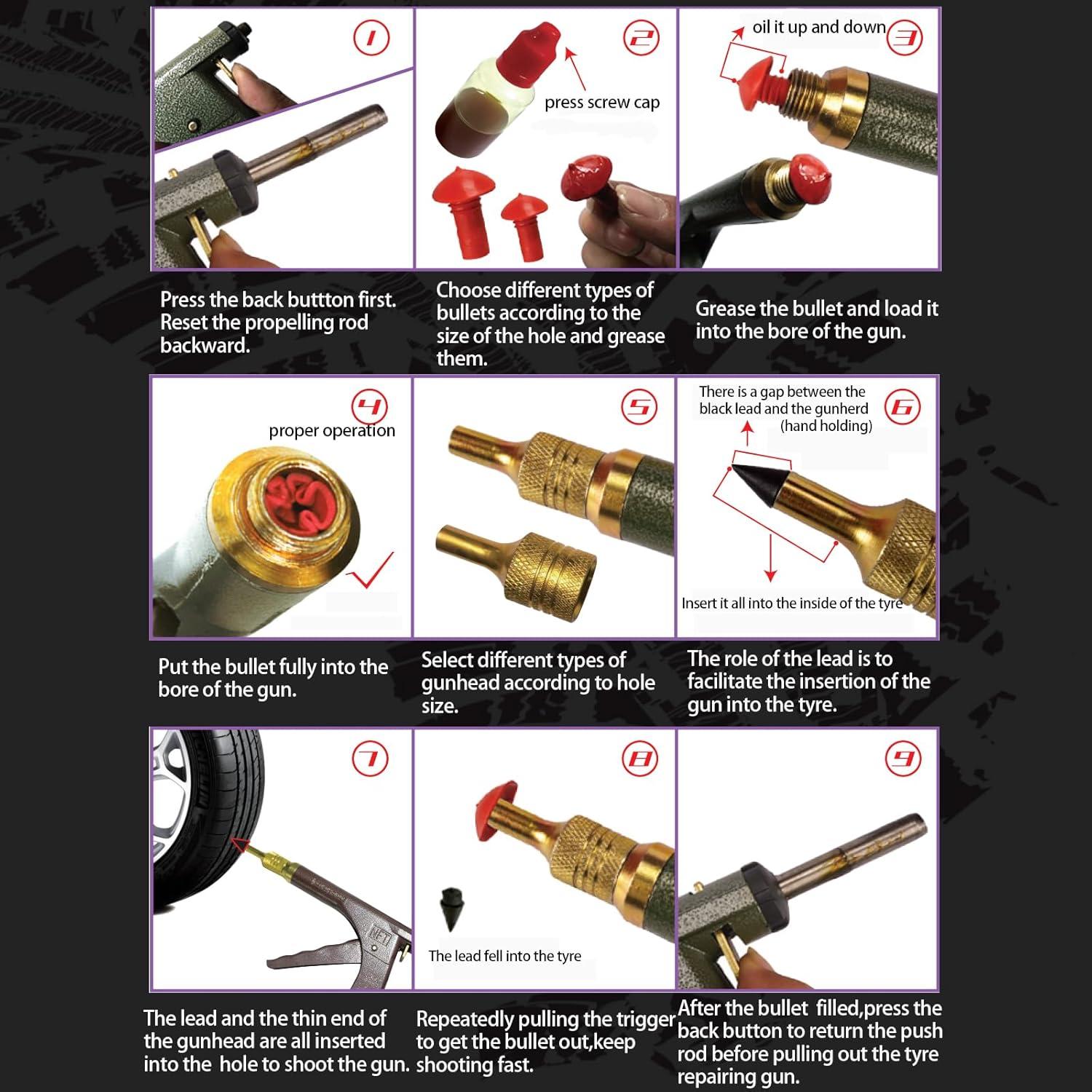 Kit de Reparación de Neumáticos Finafedom Modelo btq 1.19 kg