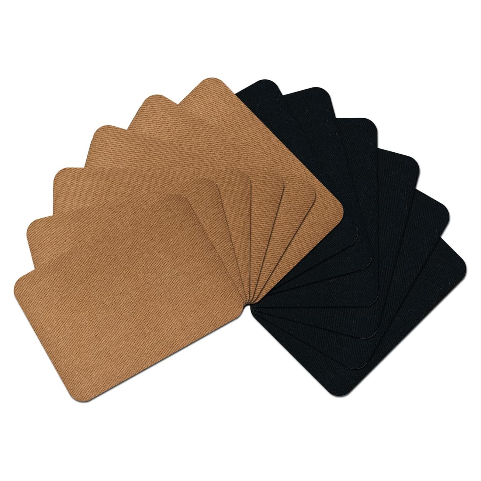 12 Parches Termoadhesivos Guokuai Algodón 7.5x10.5 cm Negro Camello