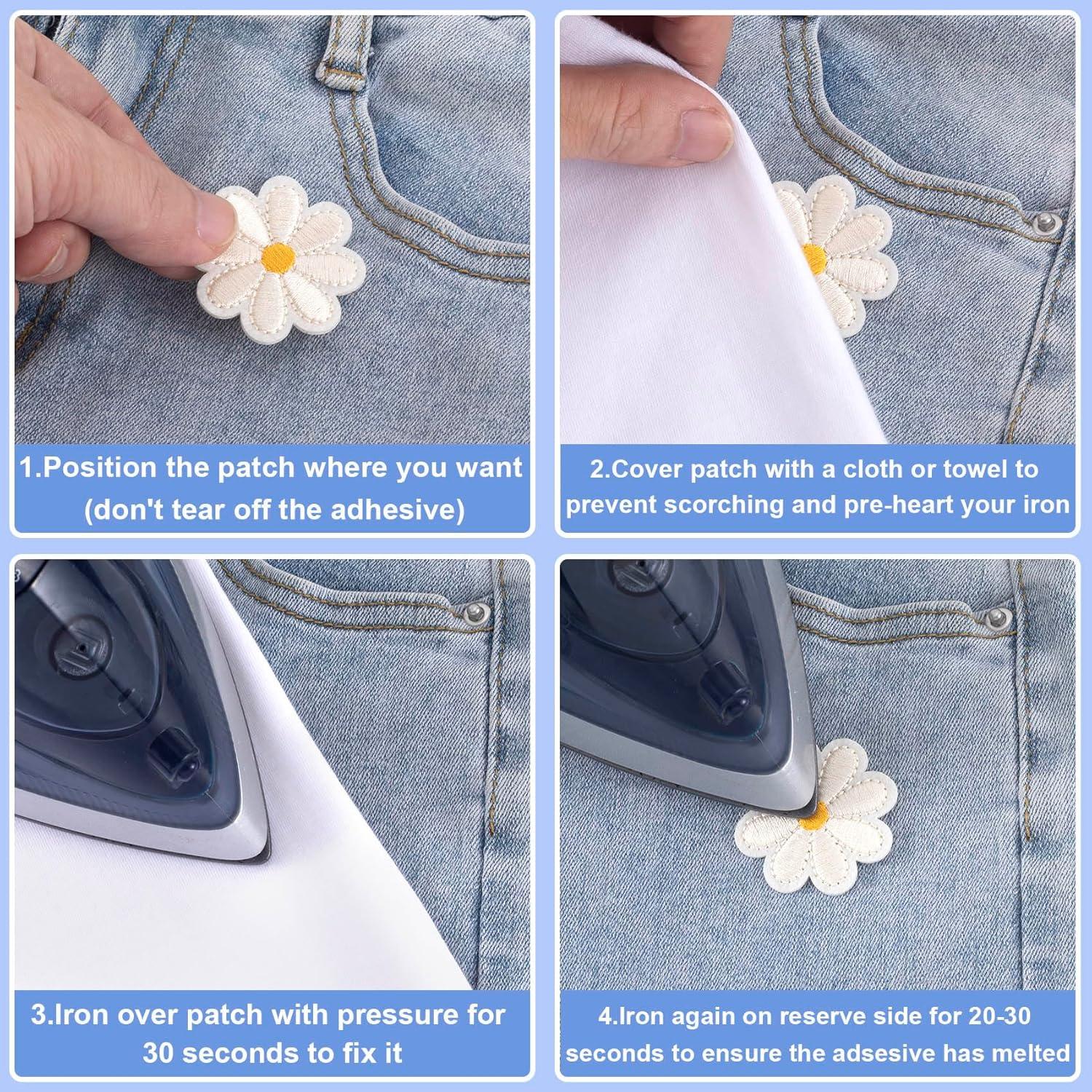 PAGOW 8 Pcs Parche Bordado Floral 4x4cm Blanco Crema