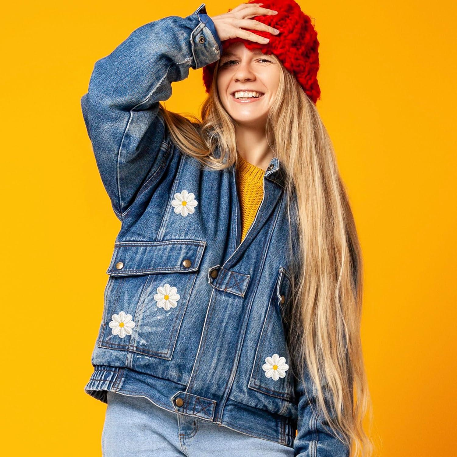 PAGOW 8 Pcs Parche Bordado Floral 4x4cm Blanco Crema