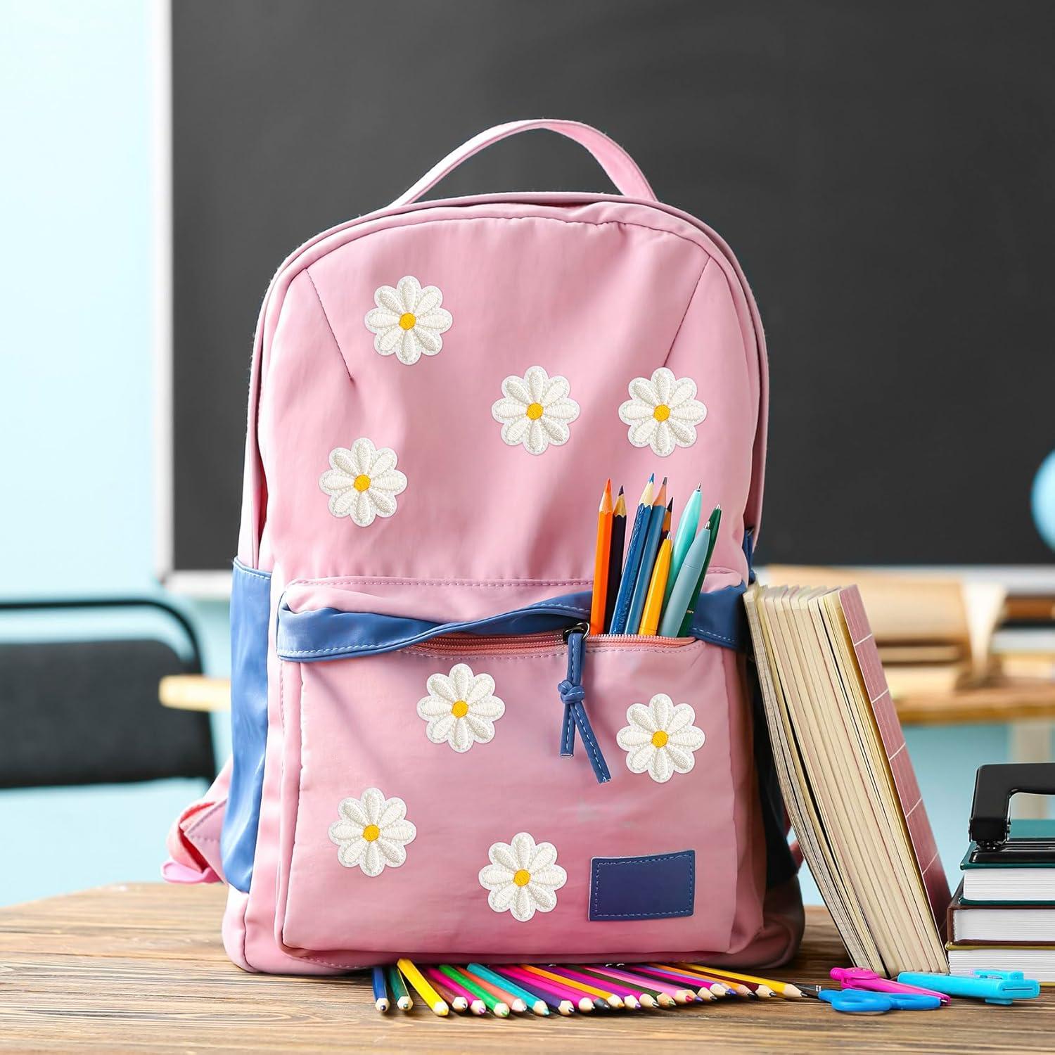 PAGOW 8 Pcs Parche Bordado Floral 4x4cm Blanco Crema