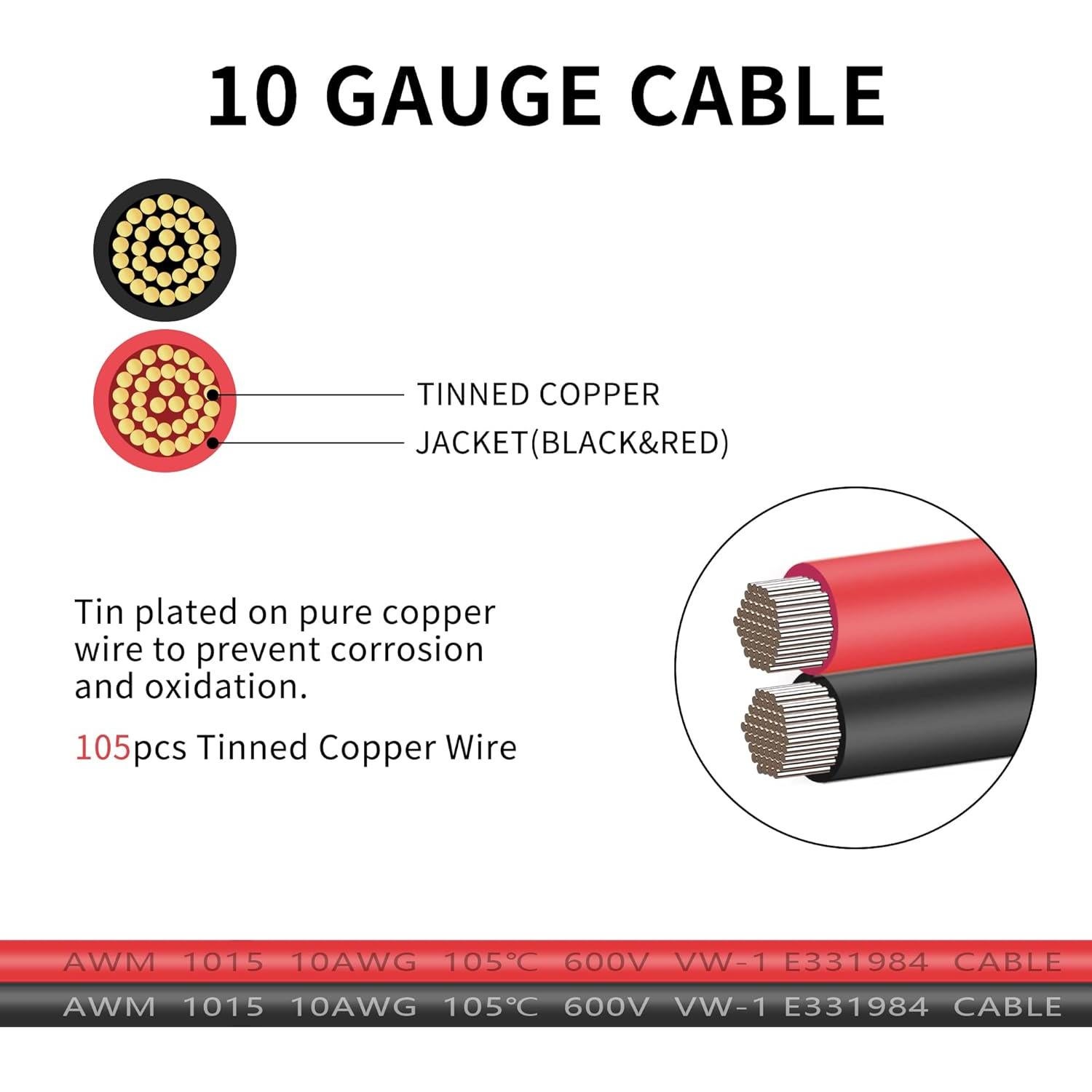 Cable Solar YACSEJAO 10AWG 65cm Conector para Panel Solar