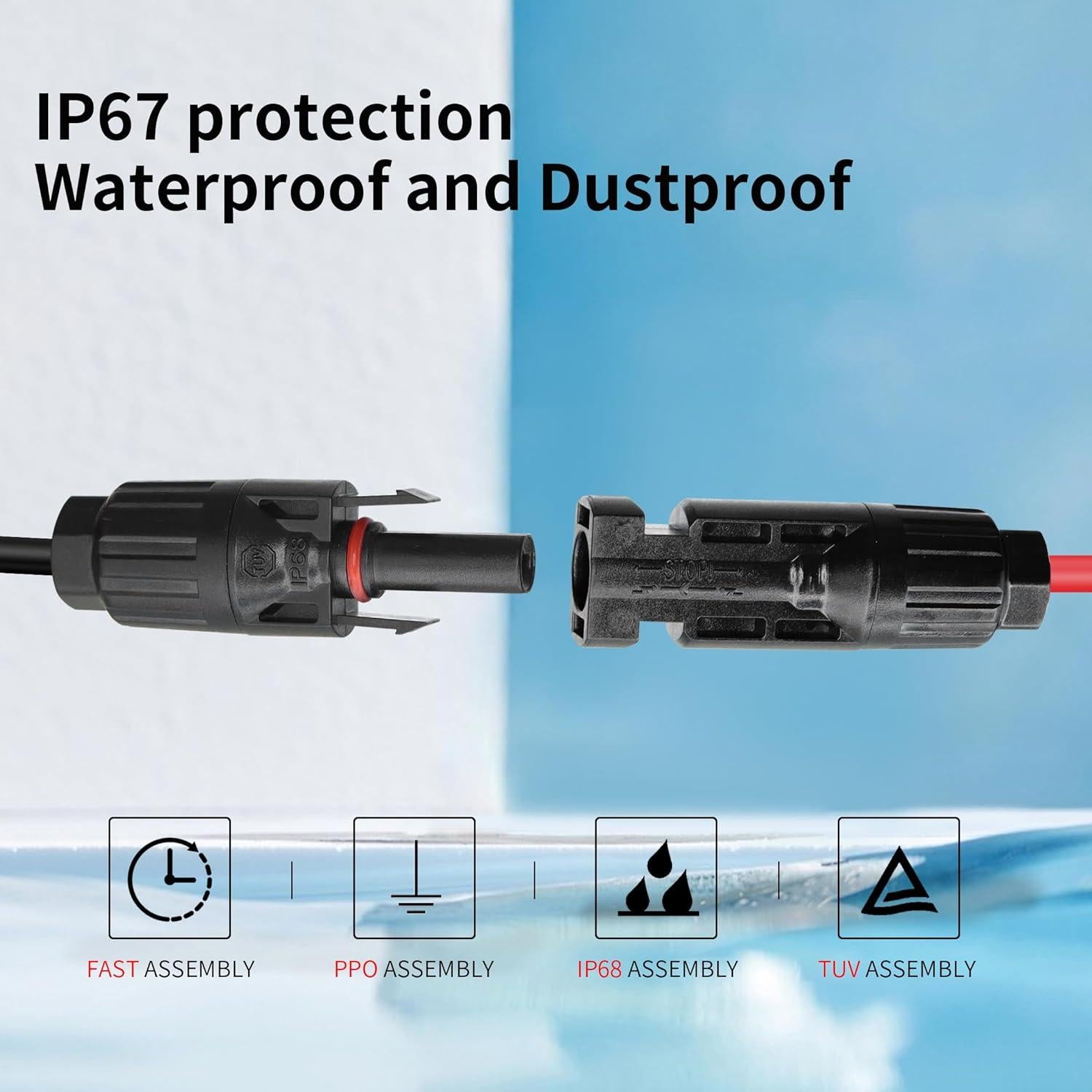Cable Solar YACSEJAO 10AWG 65cm Conector para Panel Solar
